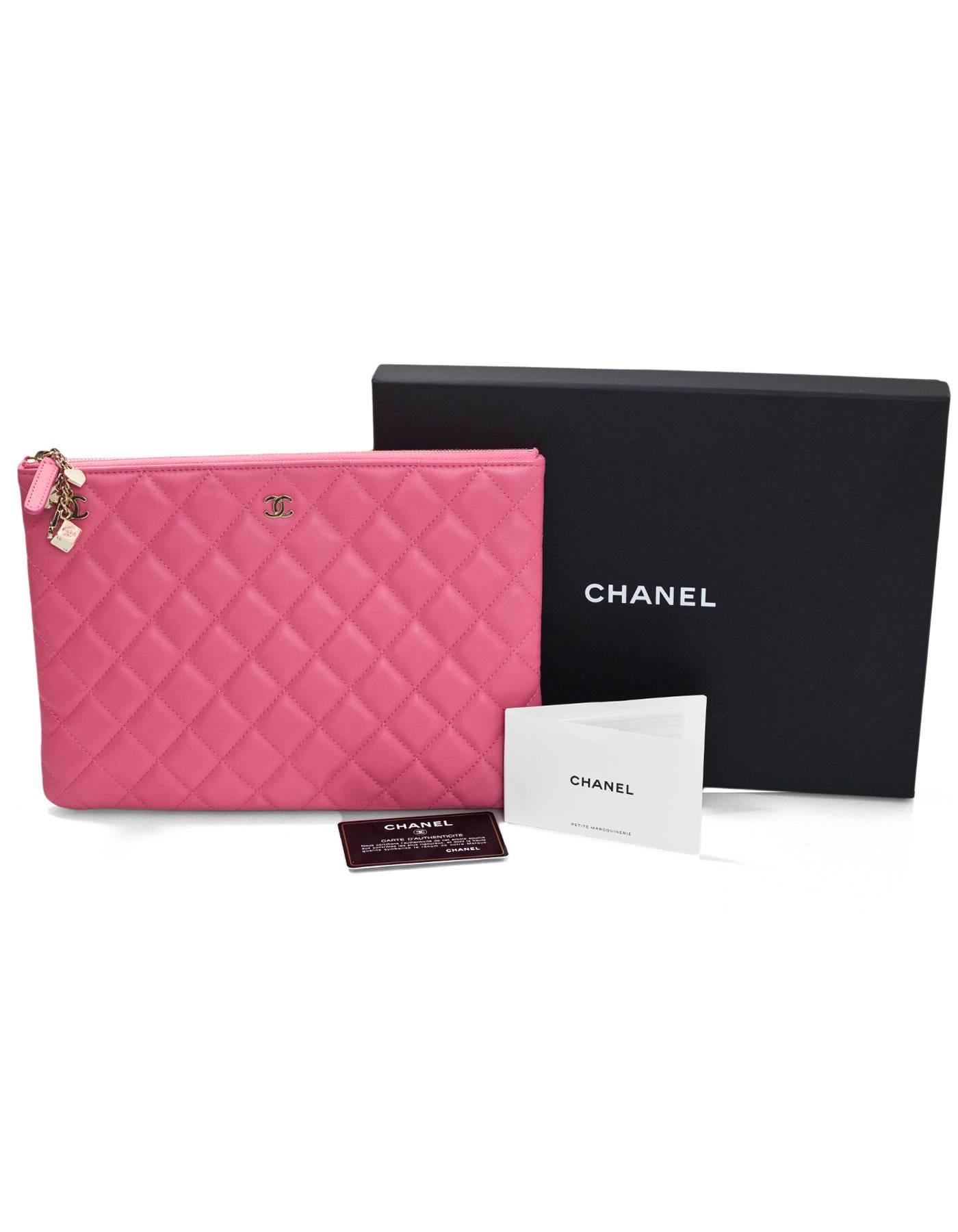 Chanel Pink Lambskin Medium Casino O-Case Clutch Bag with Box 2
