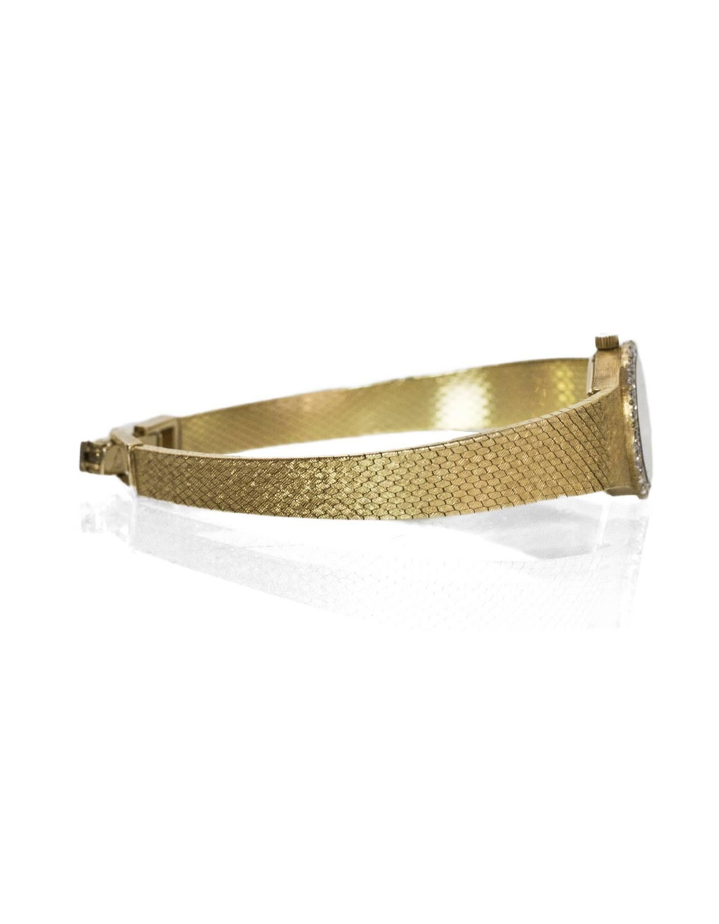 Reloj Omega Vintage Diamante y Oro 14k 15mm en Excelente Estado en New York, NY