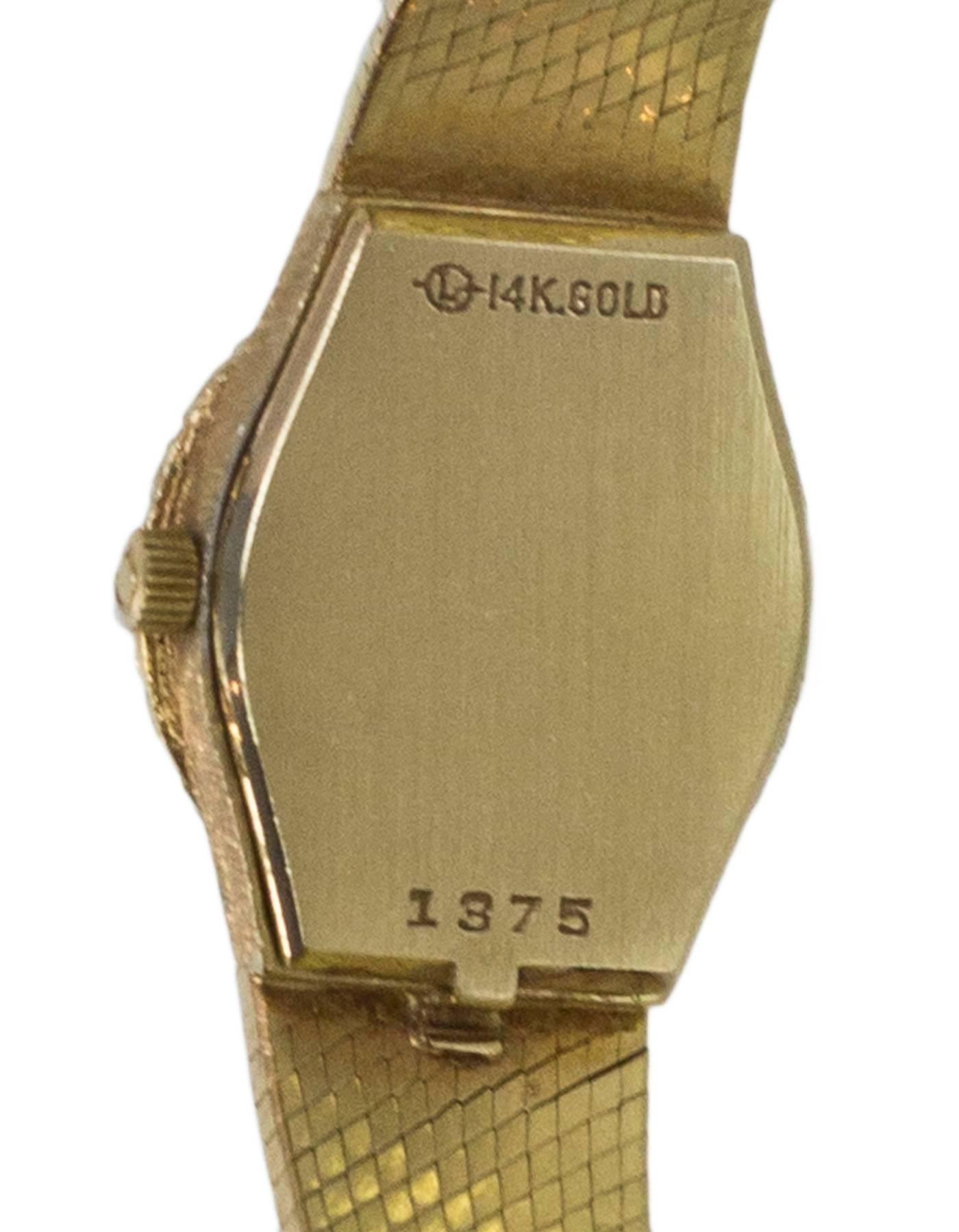 Women's or Men's Omega Vintage Diamond & 14k Gold 15mm Watch