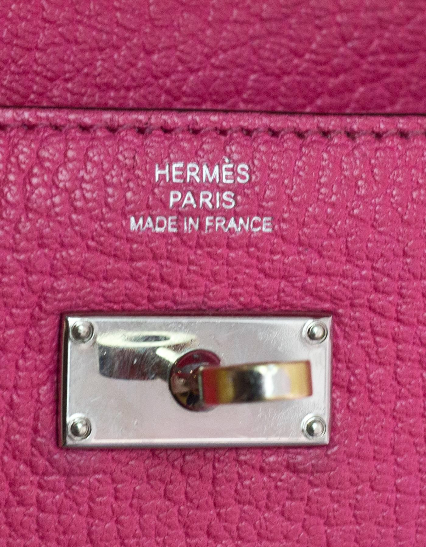 Hermes Rose Tyrien Bright Pink Chevre Mysore Leather Kelly Longue Wallet 6