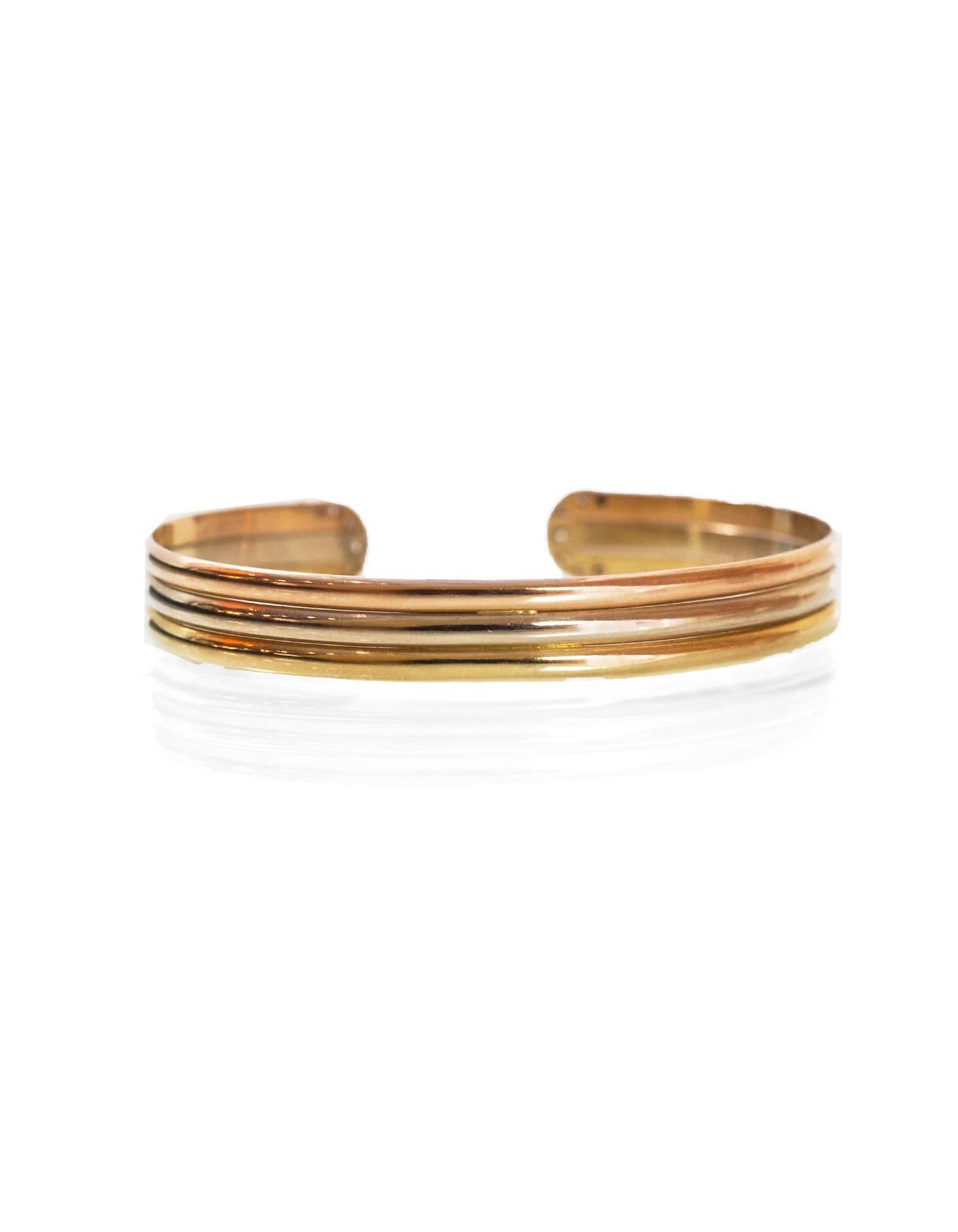 Women's or Men's Tri-Colored 18k Gold & Diamond Cuff Bracelet