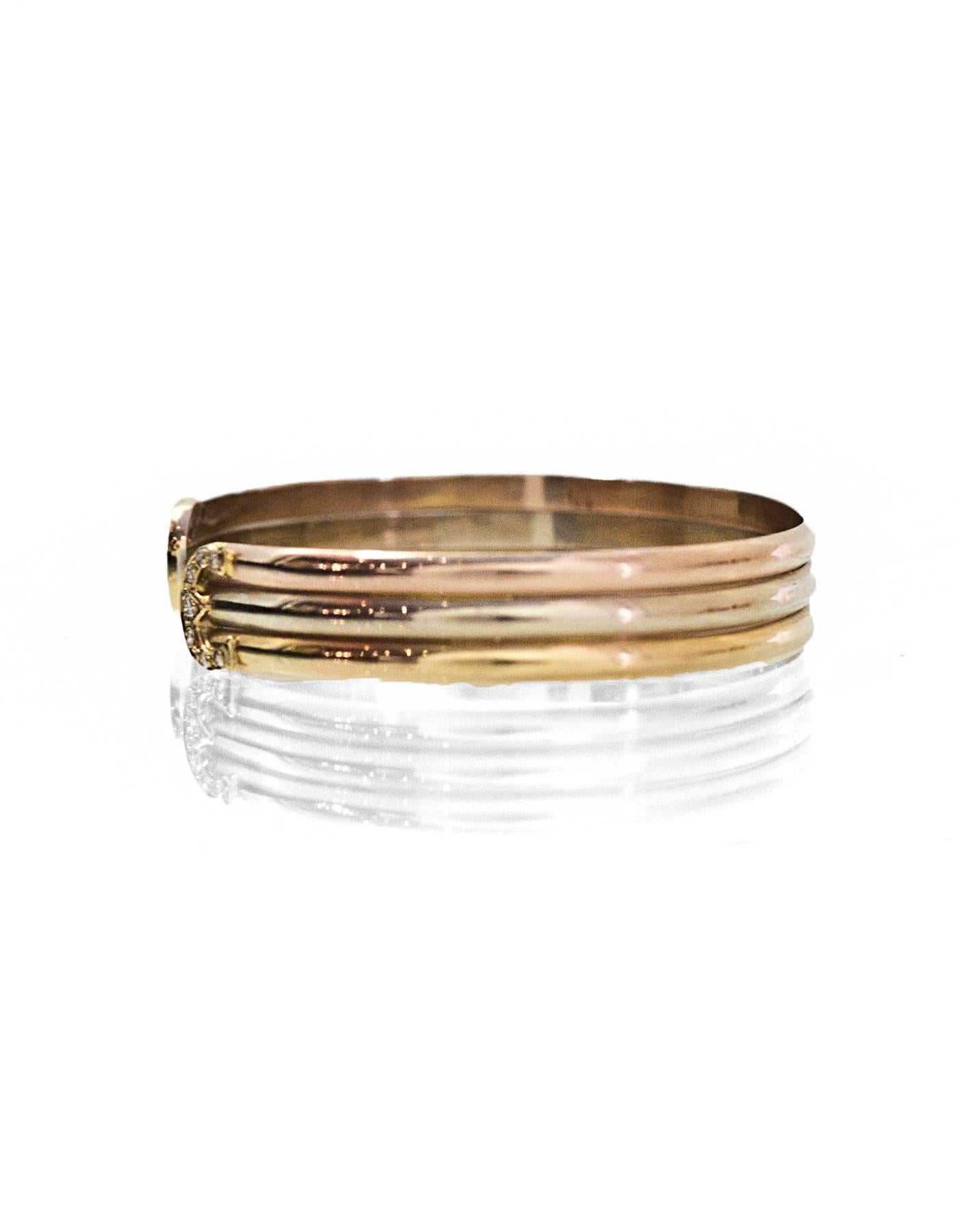 Tri-Colored 18k Gold & Diamond Cuff Bracelet 1