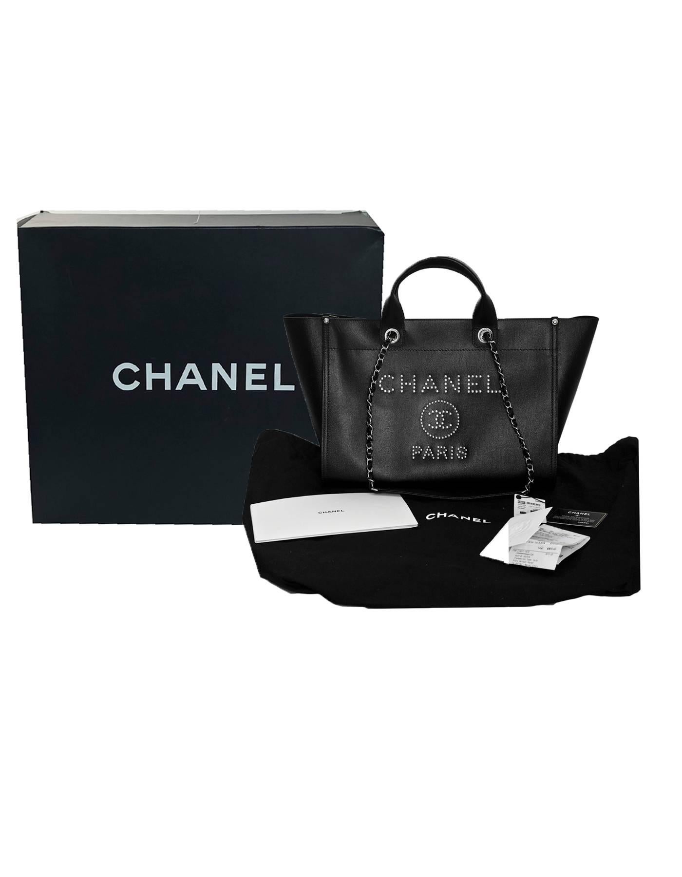 Chanel Black Grained Calfskin Studded Medium Deauville Tote Bag, 2018  3