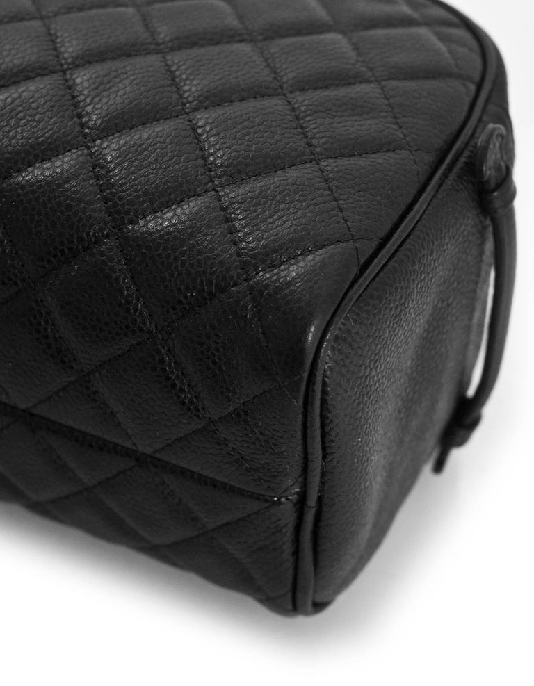 Chanel Black Caviar Leather Double Zip Cosmetic / Toiletry Case Bag For  Sale at 1stDibs