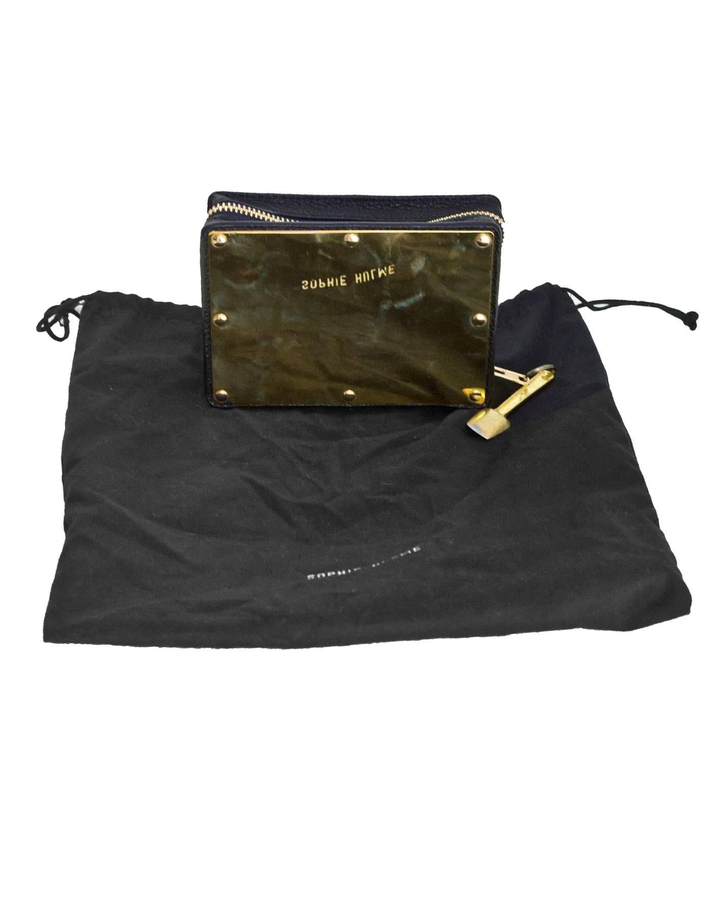 Sophie Hulme Goldtone Box Clutch Bag with Dust Bag 1