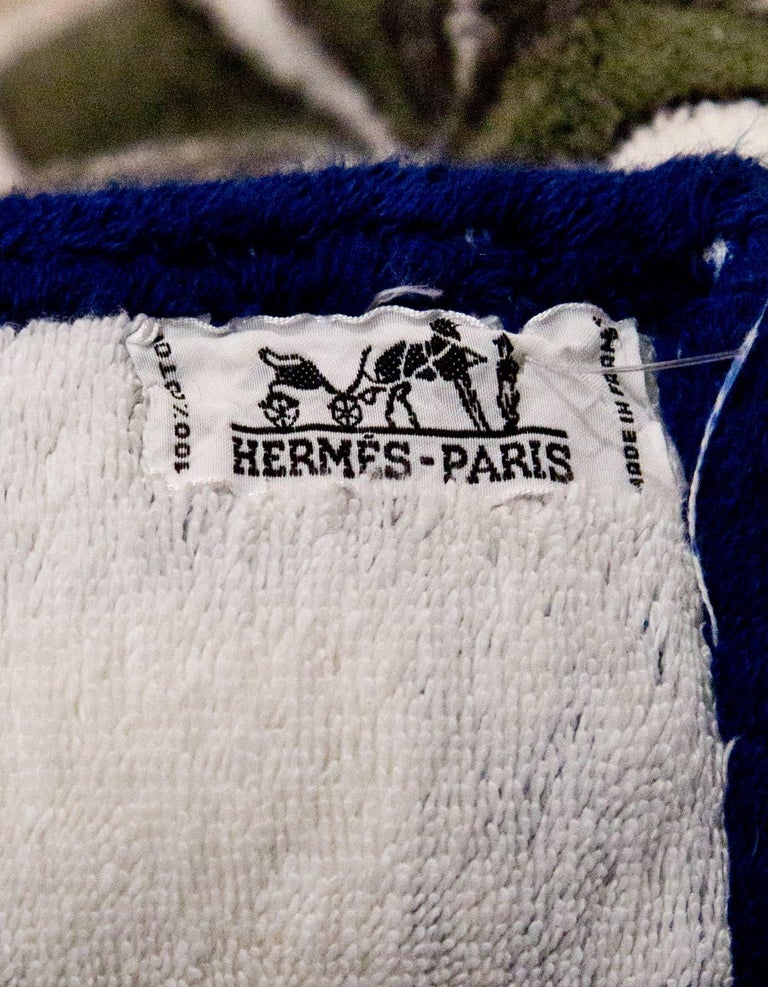 Serviette De Plage Hermès Paris - Coton - Bleu - Dimensions 63 X 93 Cm - Occasion En Très Bon état