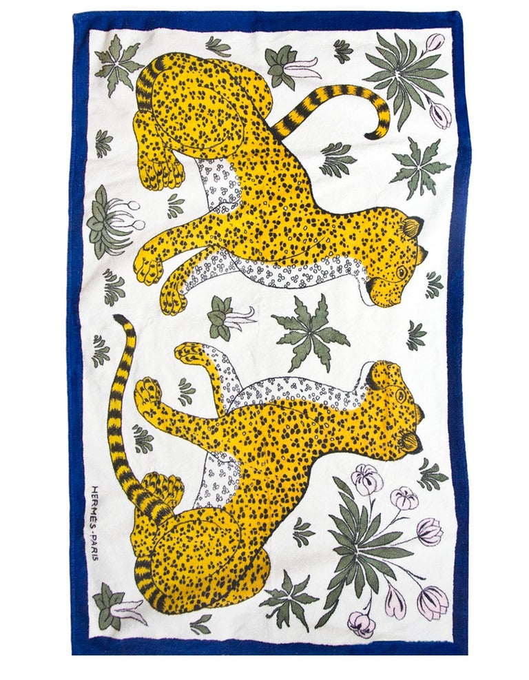Hermes Blue Leopards Beach Towel Rt 600 At 1stdibs