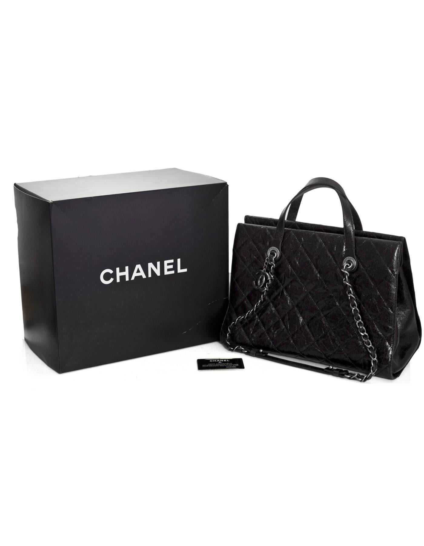 Chanel Black Distressed Glazed Caviar CC Crave Tote Bag with Box 5