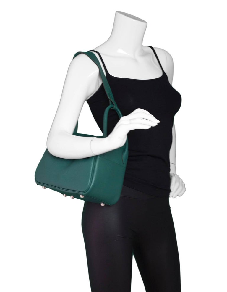 Hermes Malachite Green Taurillon Clemence Leather 26cm Lindy Bag w. Receipt  For Sale at 1stDibs