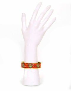 Hermes Red & Blue Wide Enamel Bangle Bracelet  Sz 70