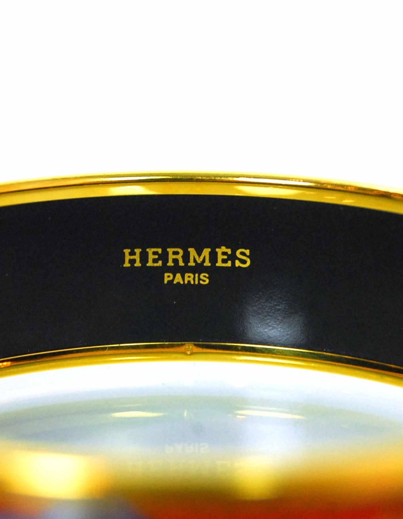 Hermes Red & Blue Wide Enamel Bangle Bracelet  Sz 70 In Excellent Condition In New York, NY