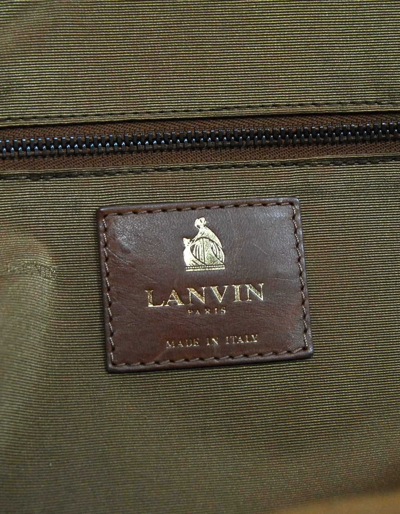 Lanvin Tan Woven Tote Bag with Detachable Snakeskin Pouch  2