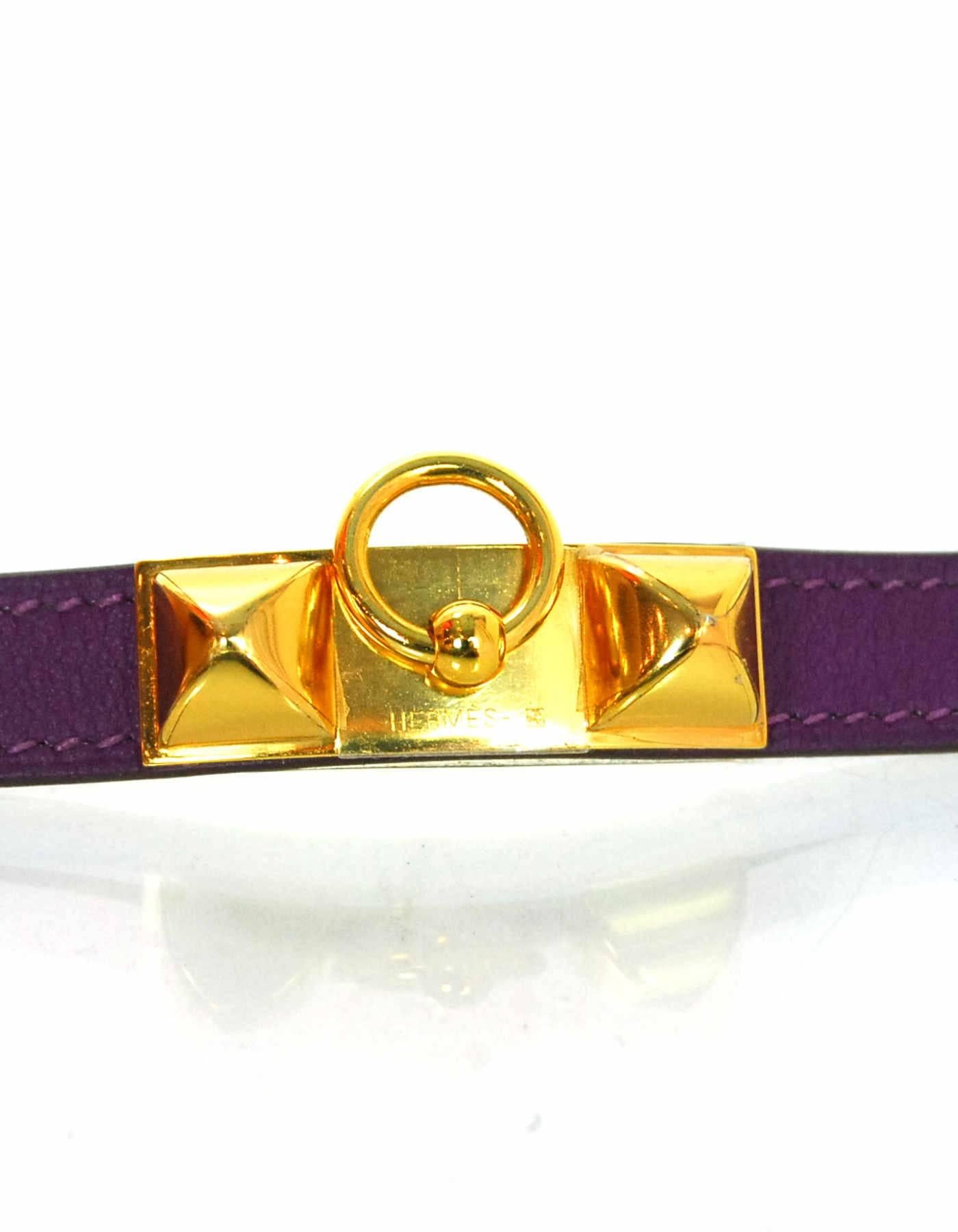 Hermès Purple and Goldtone Rivale Double Tour Wrap Bracelet Sz M NIB In Excellent Condition In New York, NY