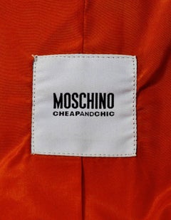 Moschino Cheap & Chic Red Leather Cropped Bow Jacket Sz 10