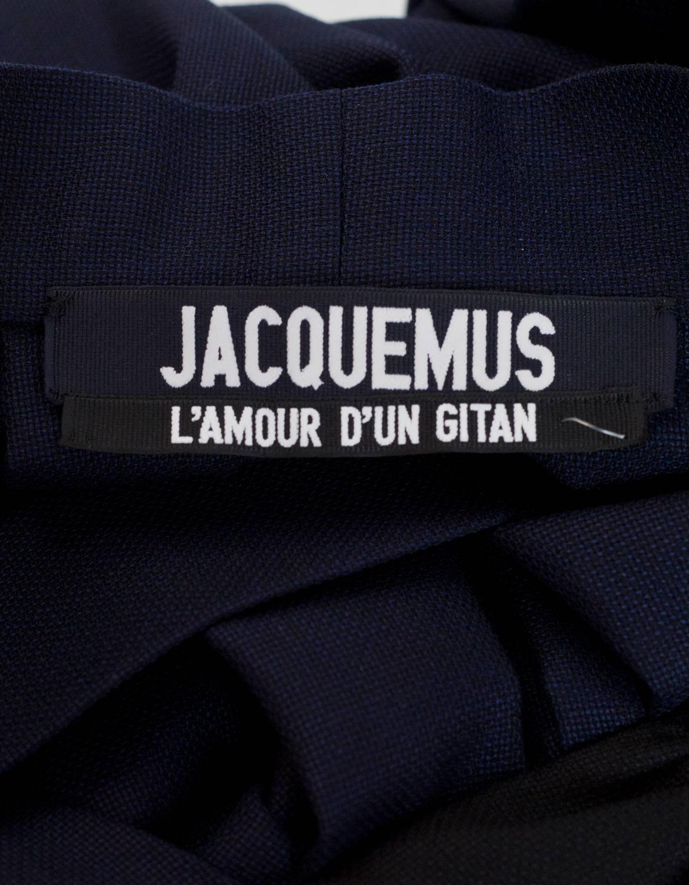 Jacquemus Black & Navy Wool La Robe Madame Midi Dress Sz FR38 1