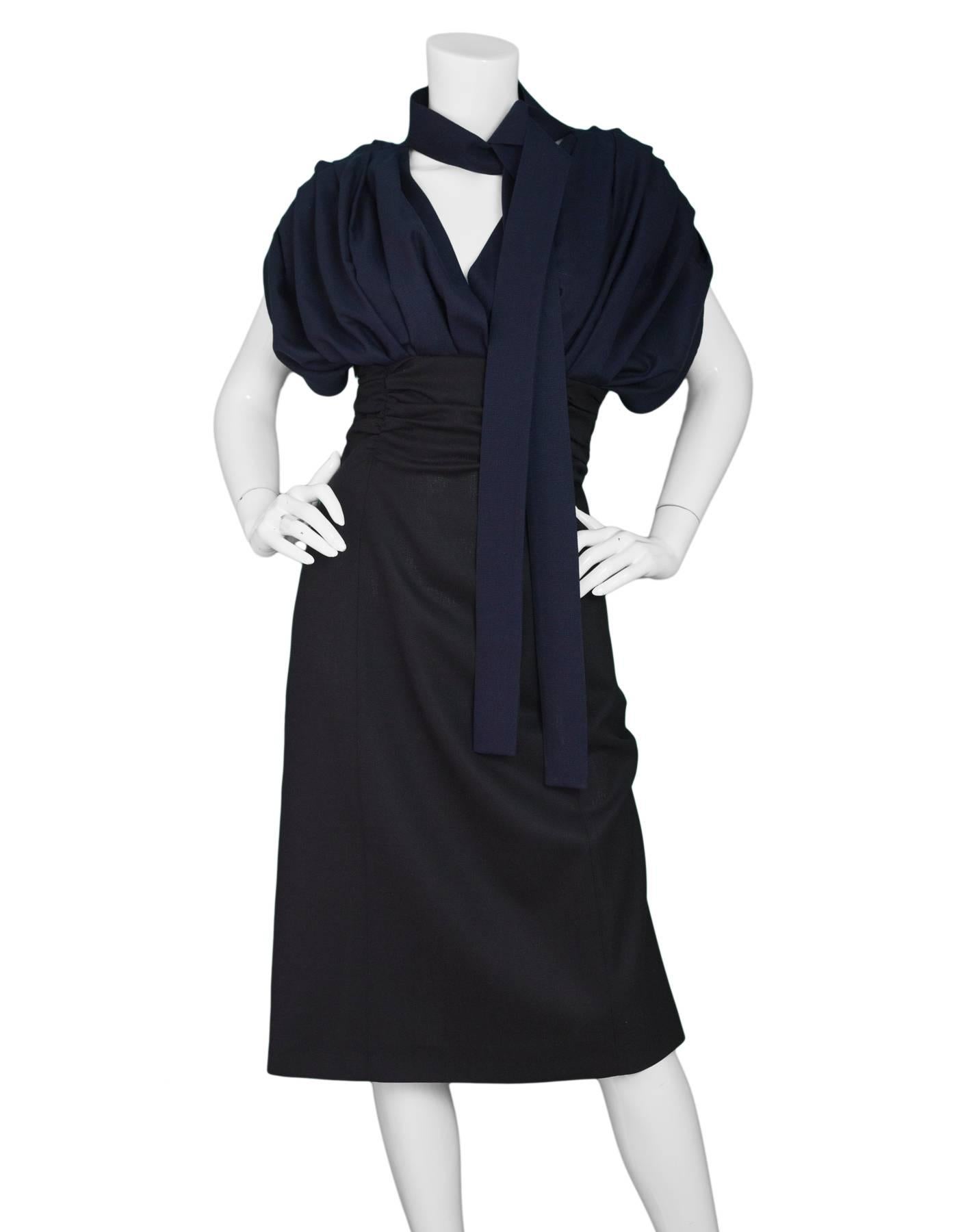 Jacquemus Black & Navy Wool La Robe Madame Midi Dress Sz FR38 In Excellent Condition In New York, NY