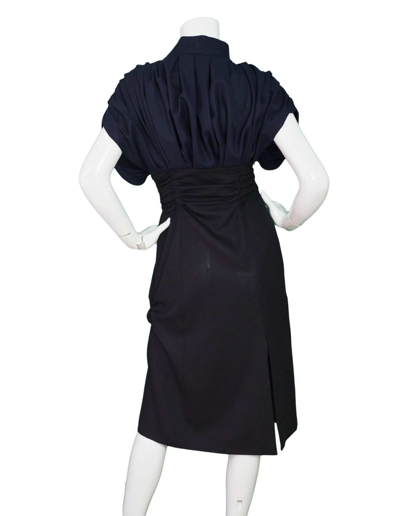 Women's Jacquemus Black & Navy Wool La Robe Madame Midi Dress Sz FR38