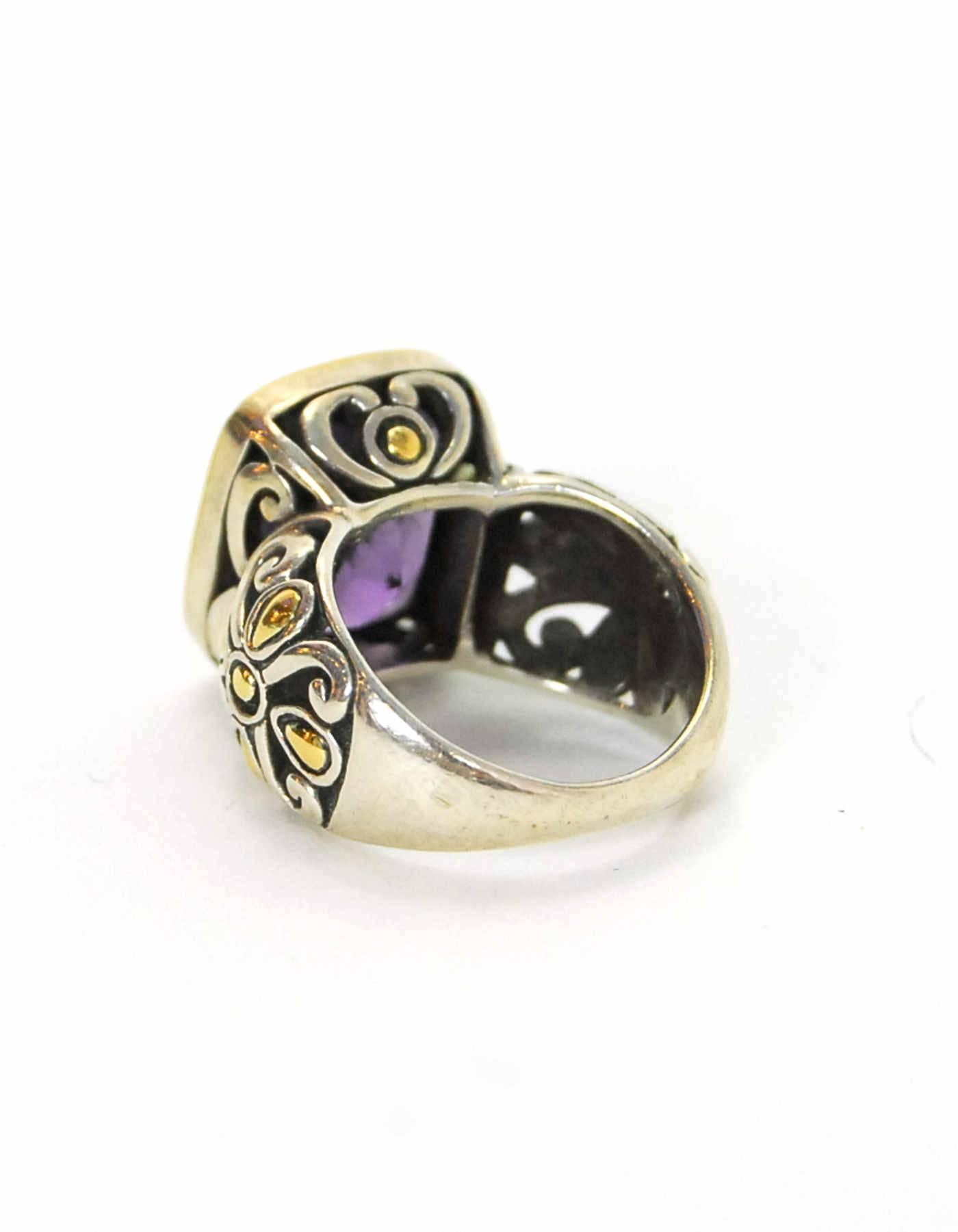 John Hardy Sterling, 18 Karat Gold and Amethyst Ring In Excellent Condition In New York, NY