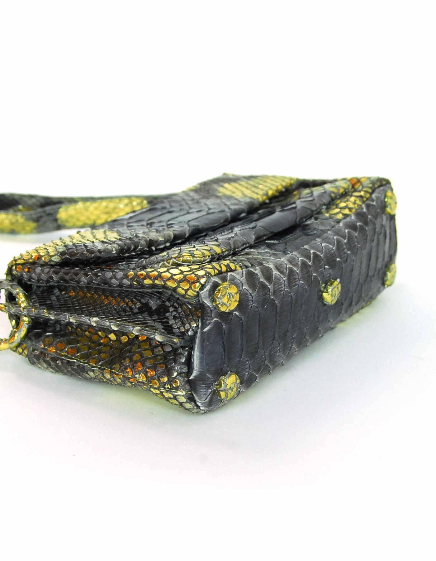 Gray Nancy Gonzalez Grey & Gold Python Crossbody Bag w. Dust Bag rt. $2, 750