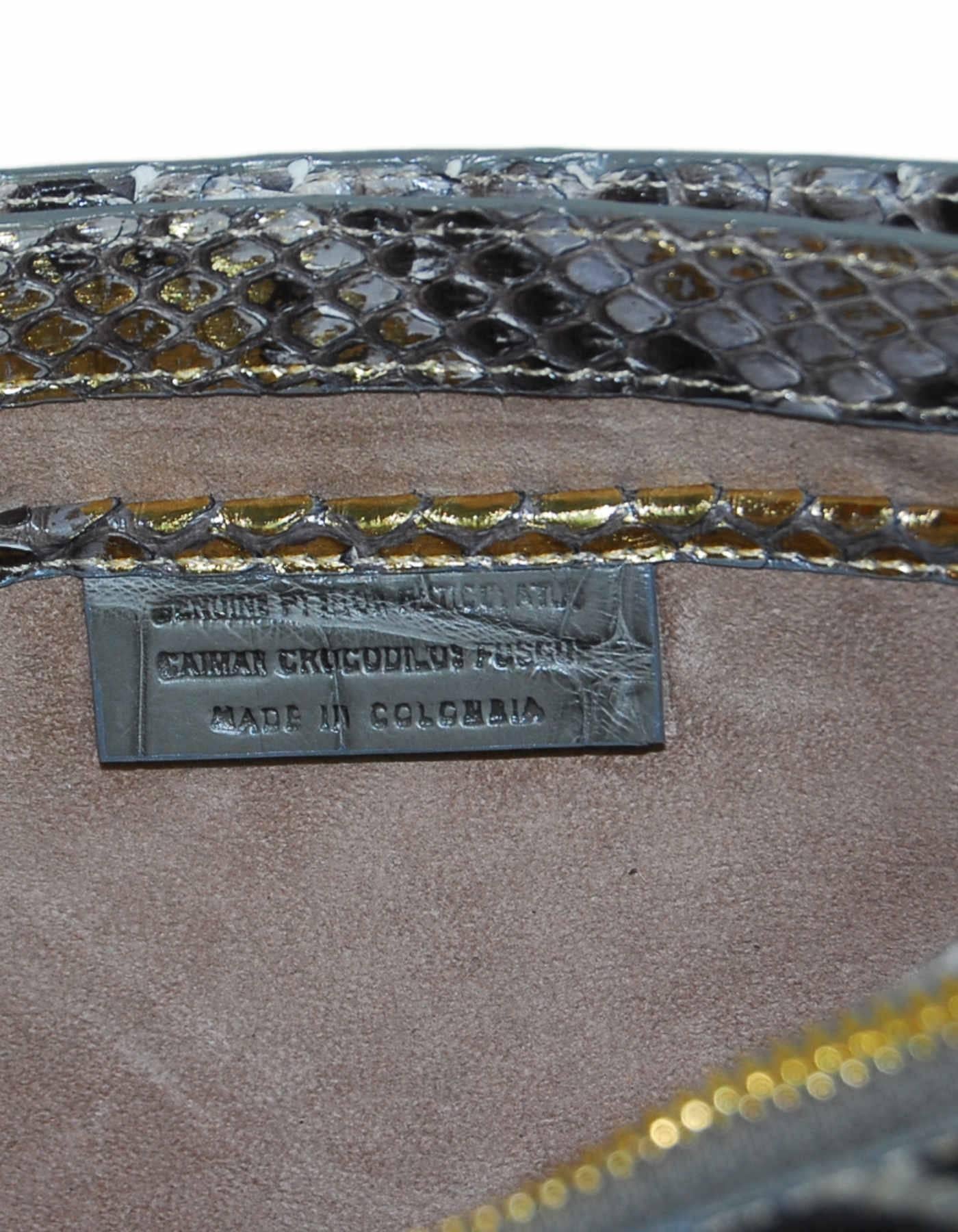 Nancy Gonzalez Grey & Gold Python Crossbody Bag w. Dust Bag rt. $2, 750 2