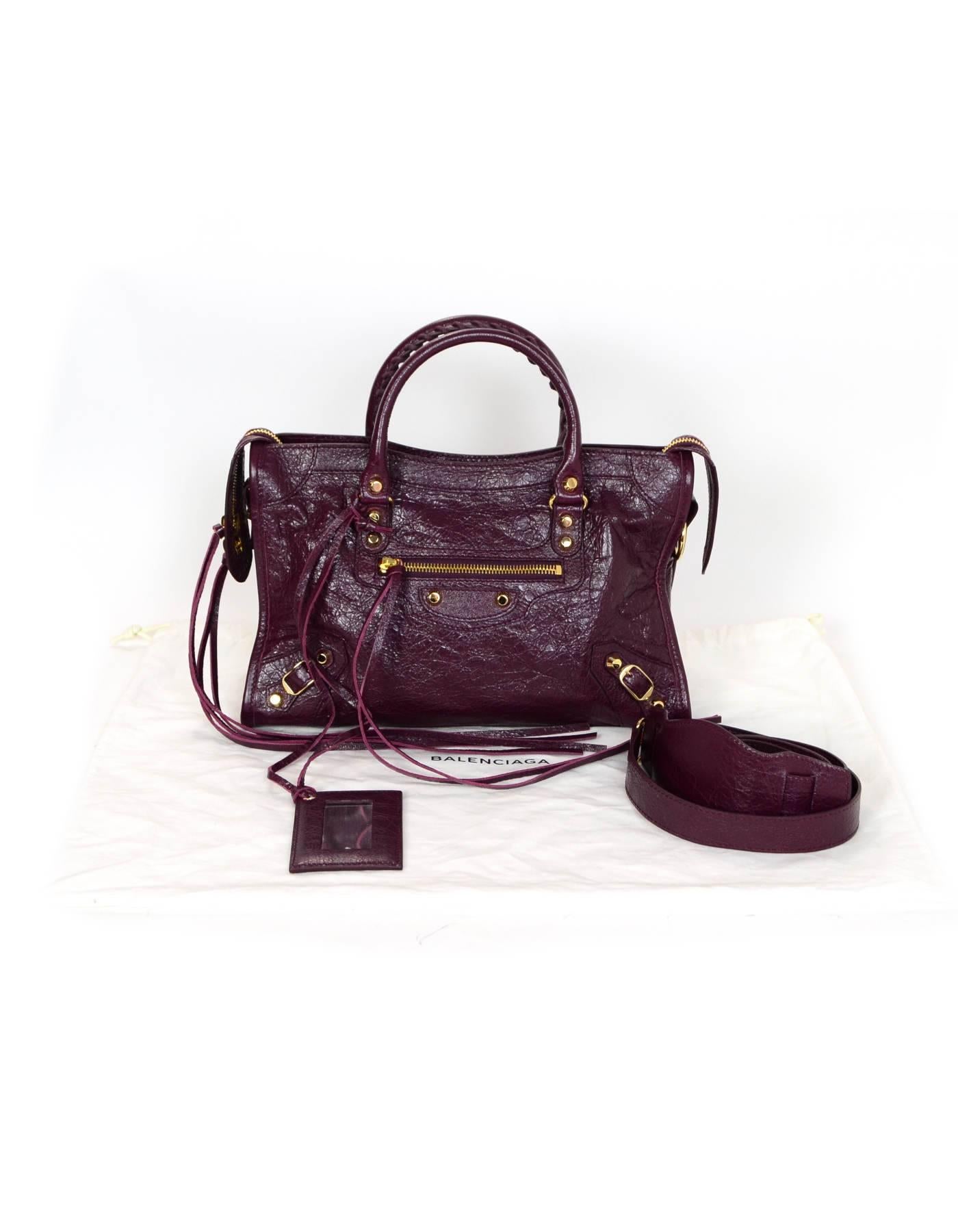 Balenciaga '16 Burgundy Distressed Leather Classic City S Small Crossbody Bag 1