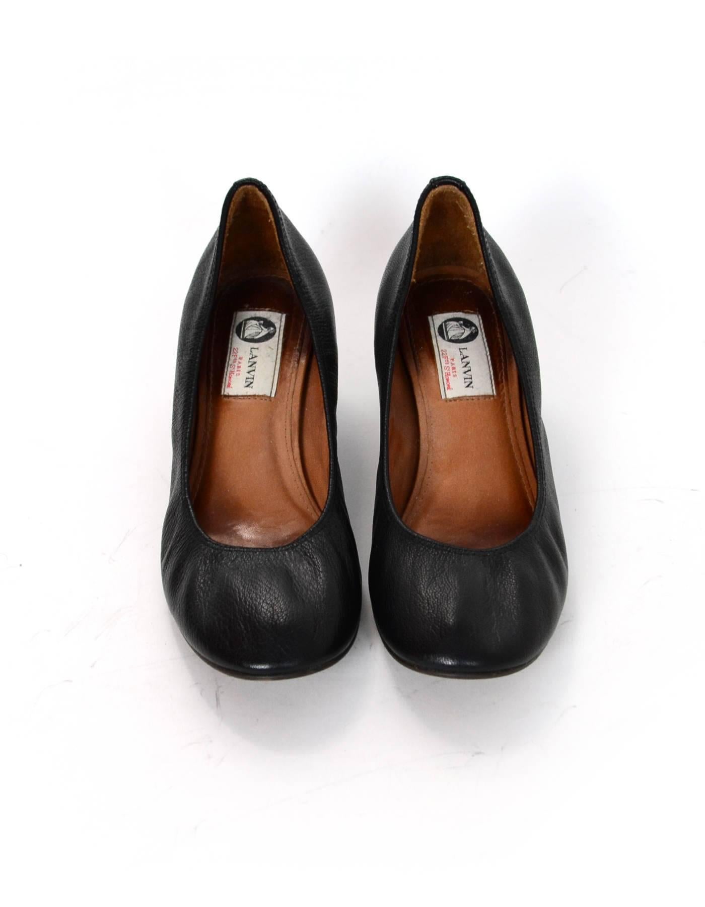 Lanvin Black Leather Pumps Sz 39 In Excellent Condition In New York, NY