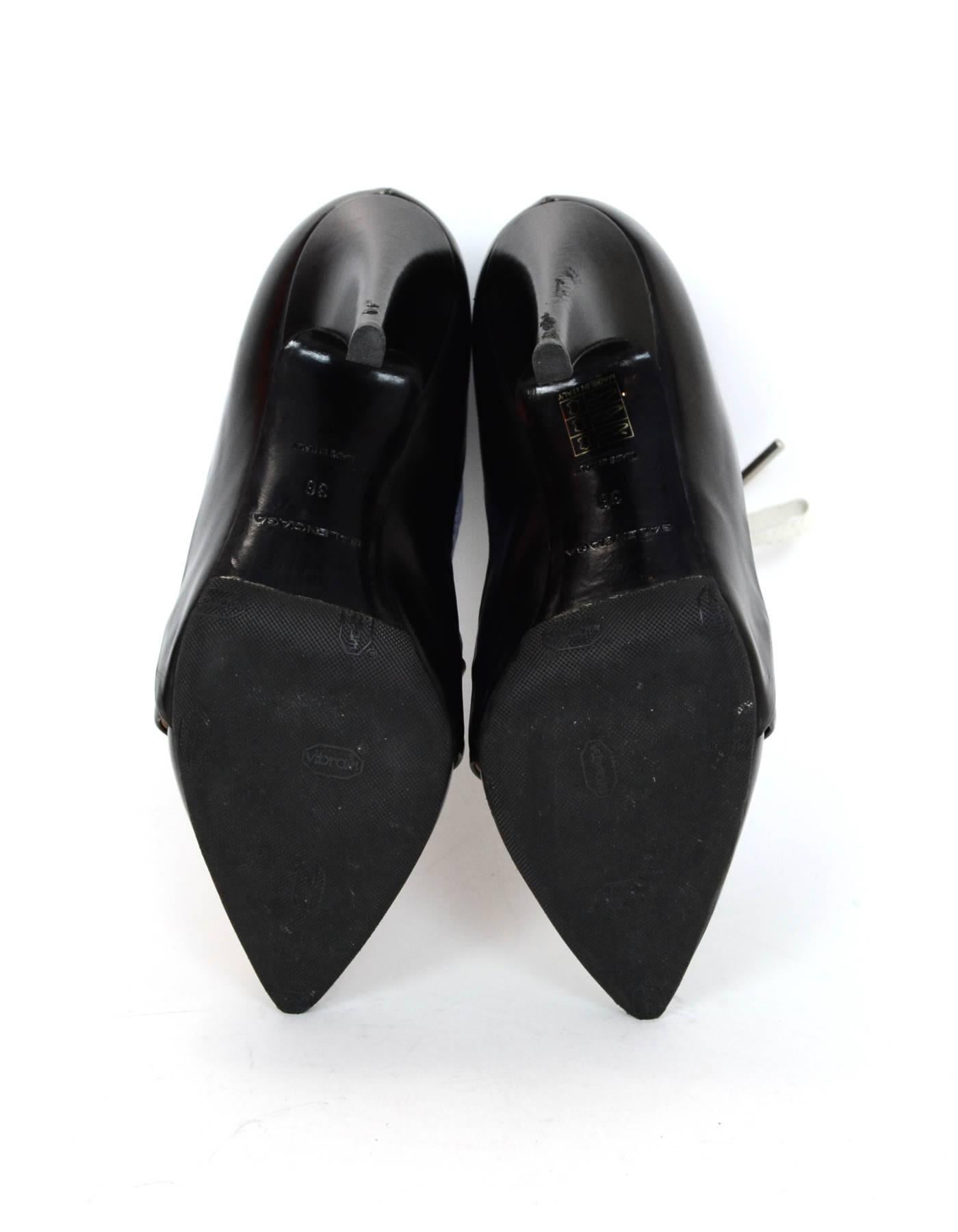 Balenciaga Black Leather & Purple Ostrich Ankle Boots Sz 36 1