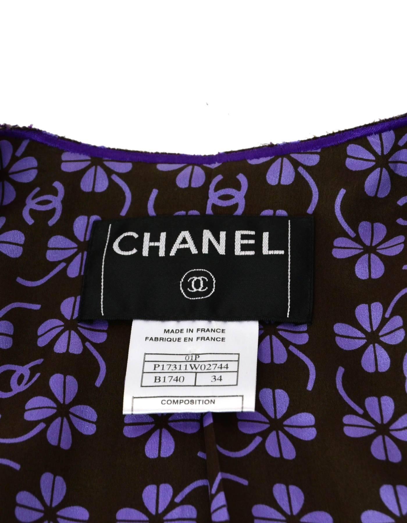 Chanel Purple & Ivory Woven Diamond Jacket Sz FR34 In Excellent Condition In New York, NY