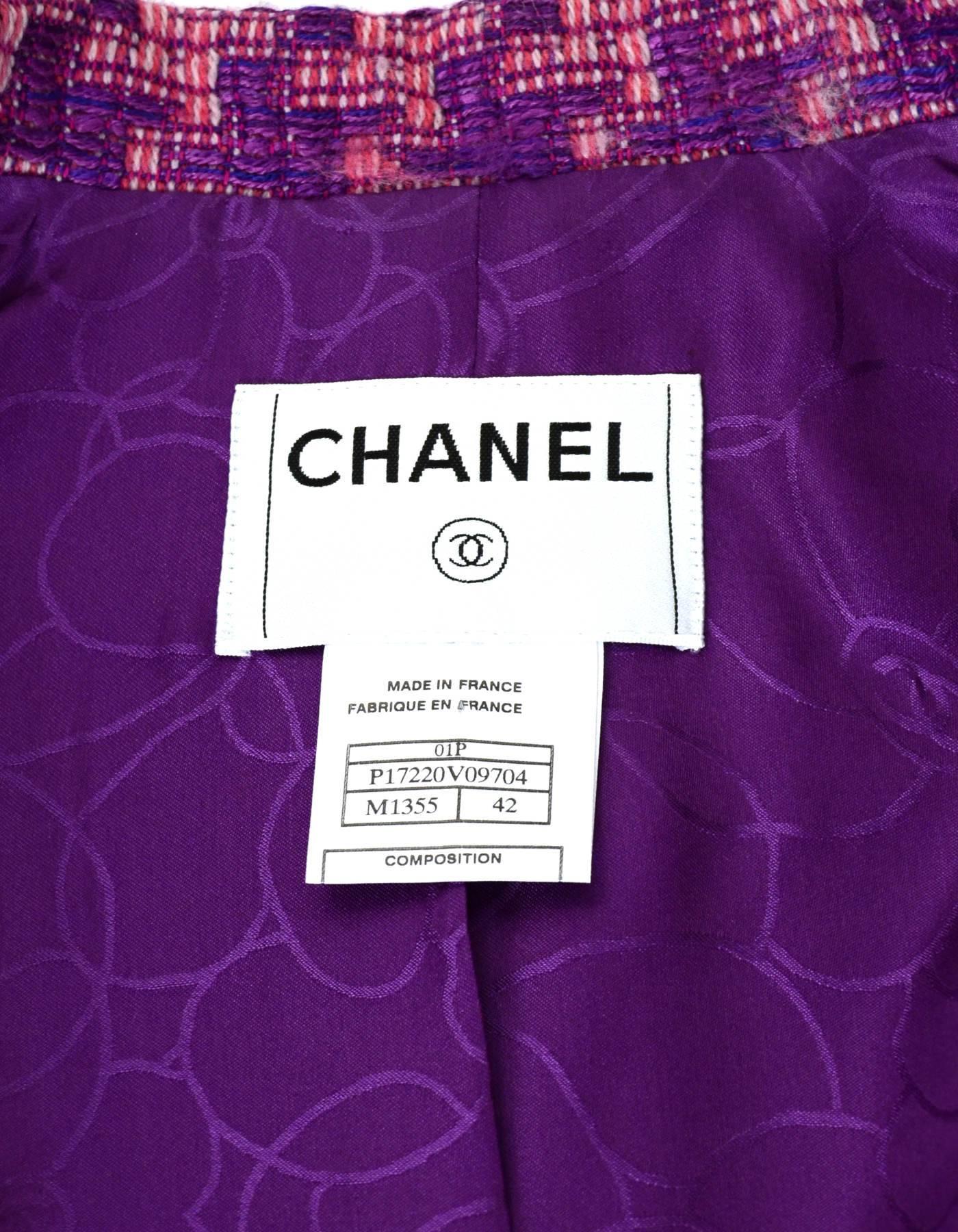 Chanel Purple & Pink Jacket Sz FR42 In Excellent Condition In New York, NY