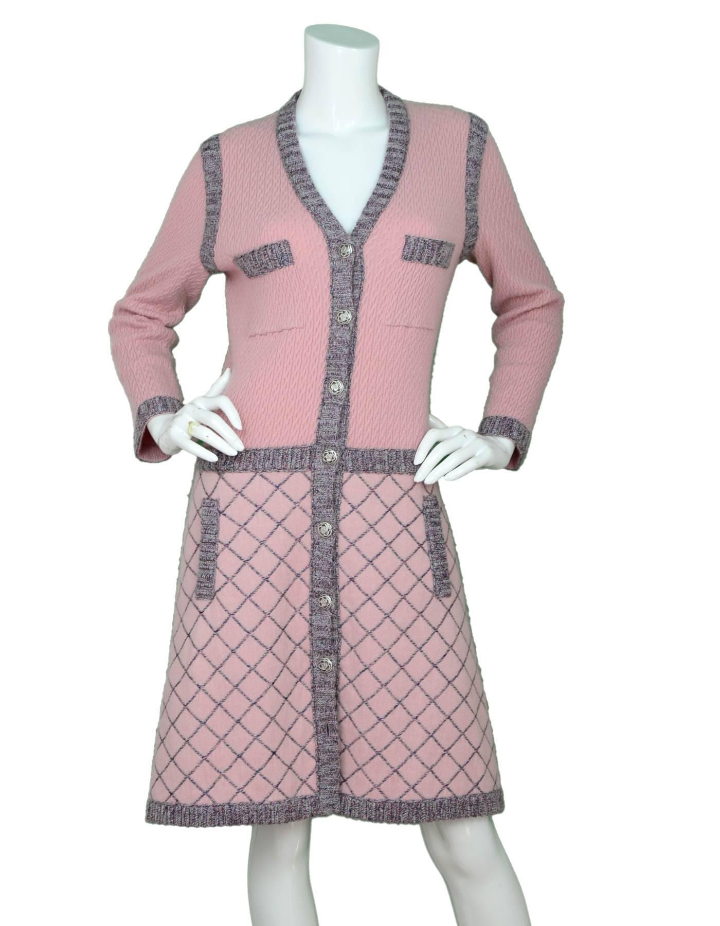 Women's Chanel Pink Silk & Cashmere Sweater Coat Sz FR40 with Hanger