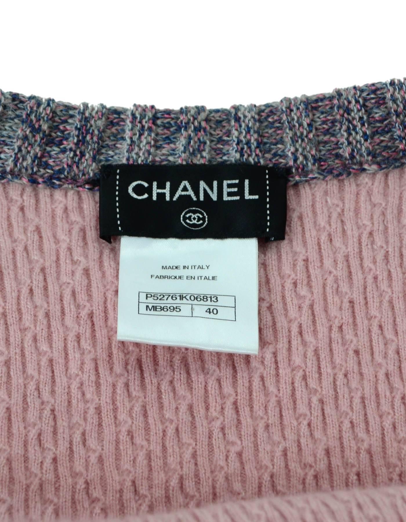 Chanel Pink Silk & Cashmere Sweater Coat Sz FR40 with Hanger 2