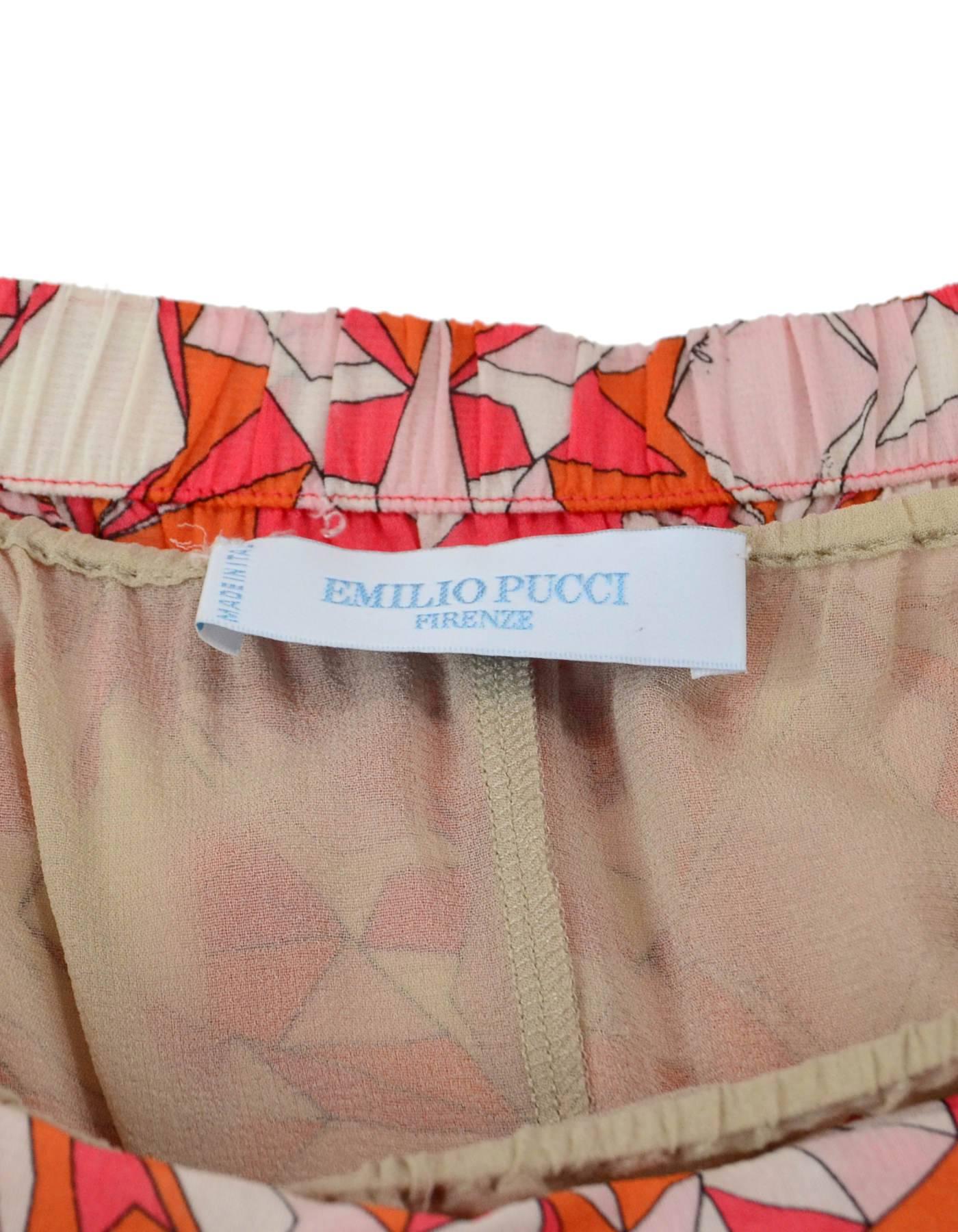 Women's Emilio Pucci Silk Orange Print Dress Sz 4