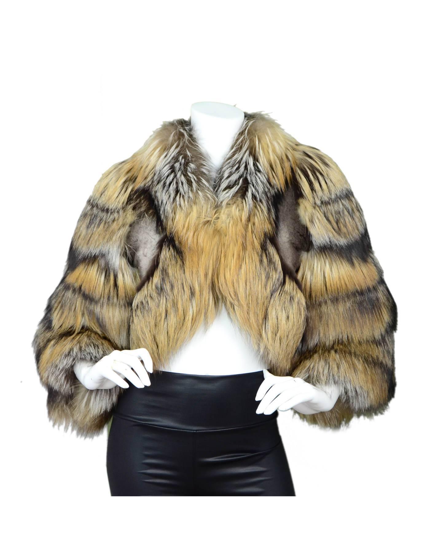 Brown Emilio Pucci Runway Cropped Fox Fur Jacket