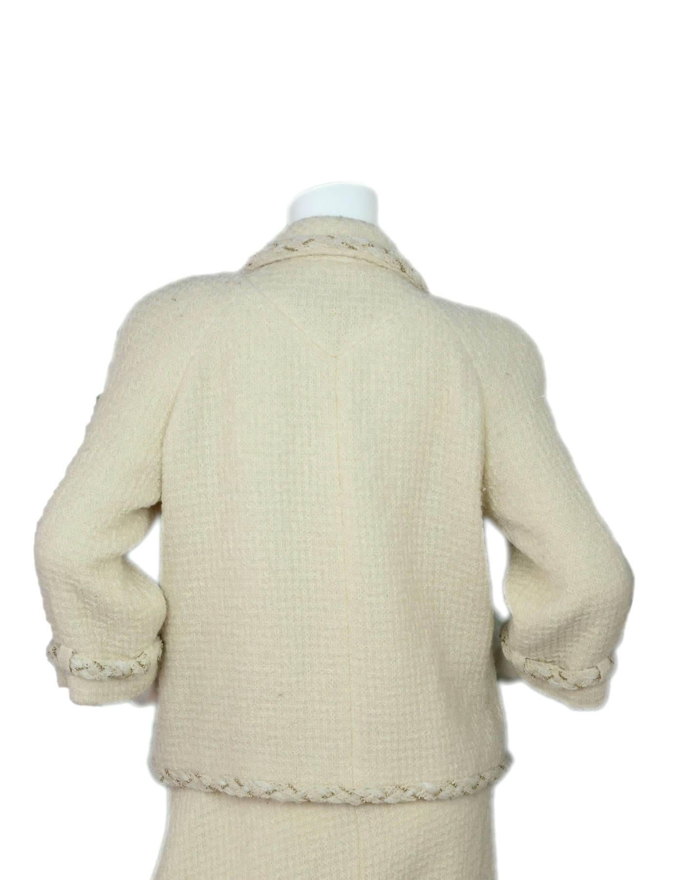 Chanel Cream Wool Jacket Sz FR46 In Excellent Condition In New York, NY