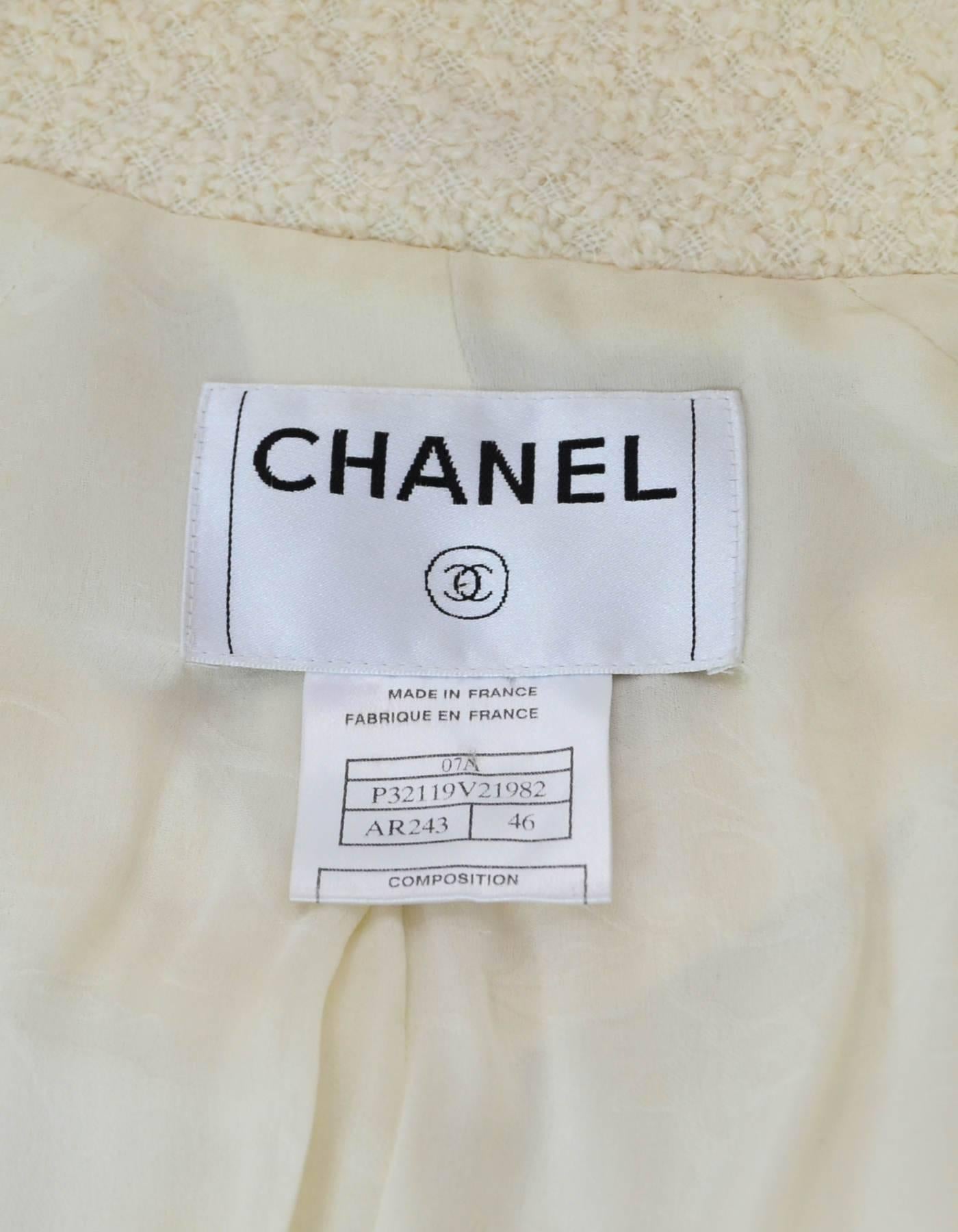 Women's Chanel Cream Wool Jacket Sz FR46