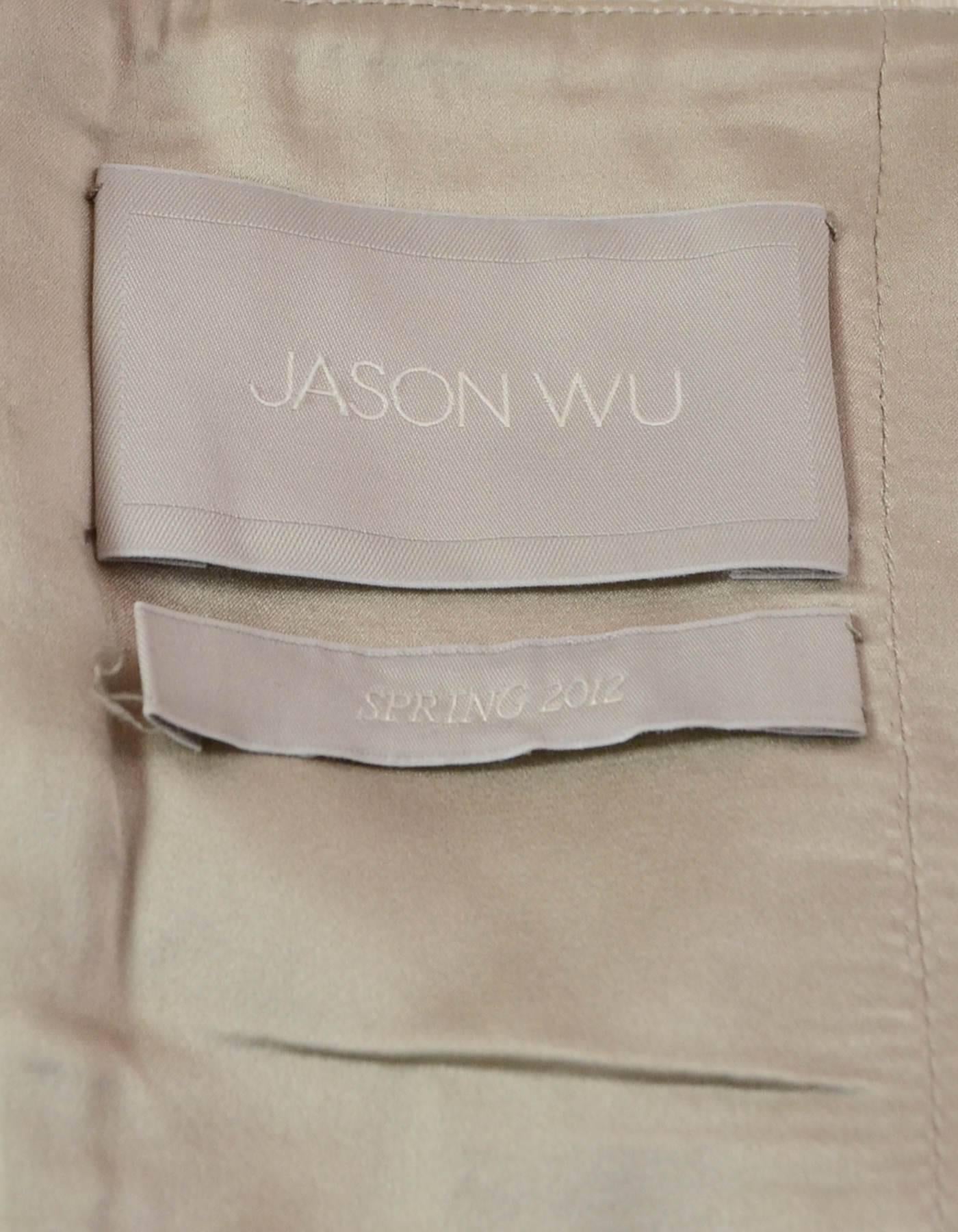 Beige Jason Wu Grey Feather Dress Sz 2