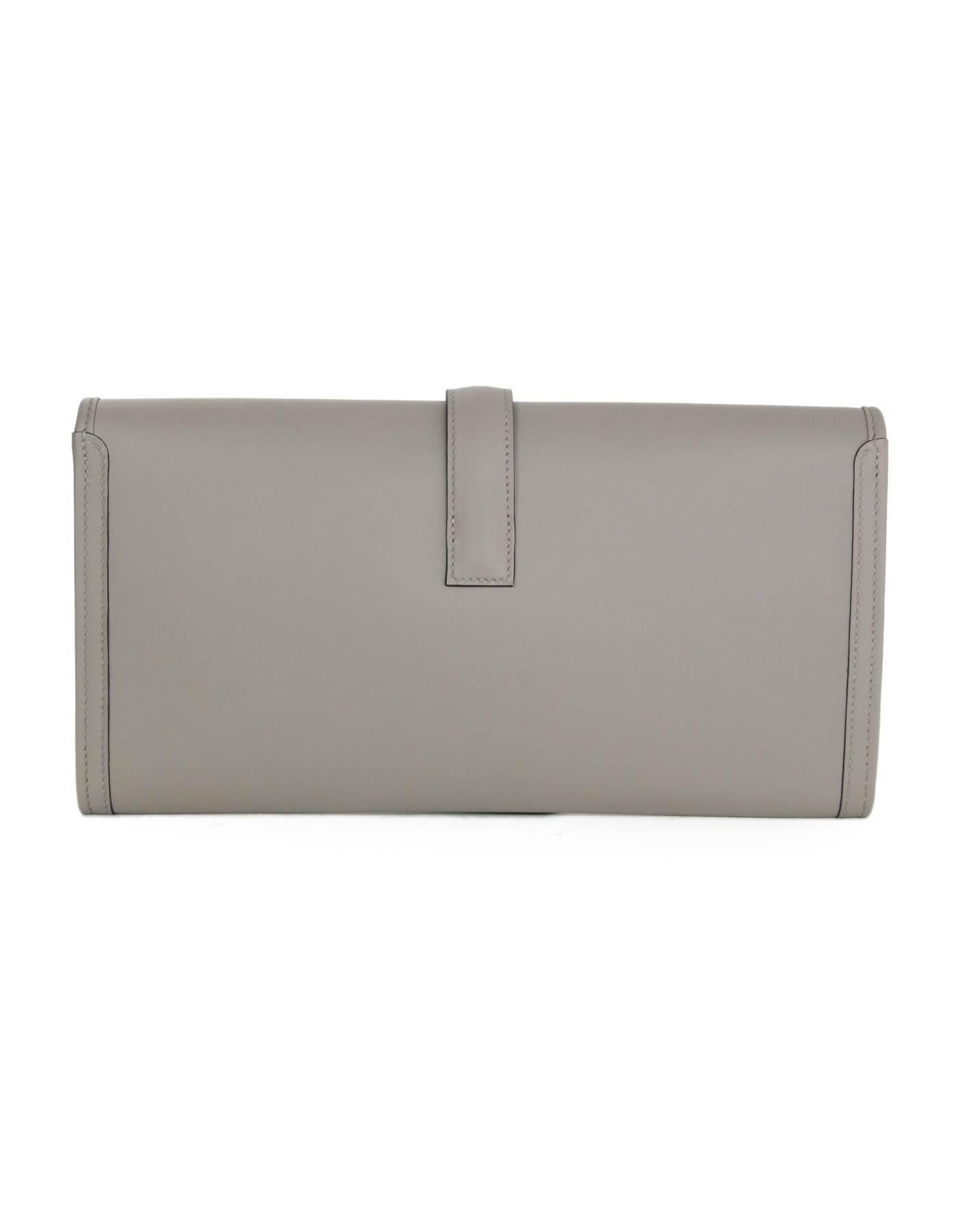 Gray Hermes 2017 Grey Swift Leather Jige Elan 29 H Clutch Bag 