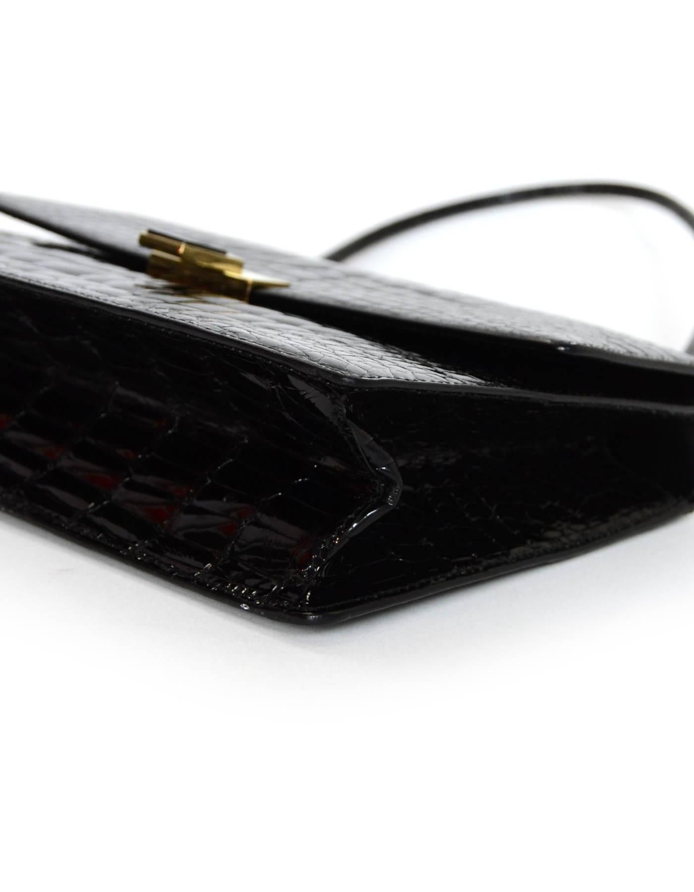 Gucci Vintage Black Crocodile Flap Bag with Dust Bag 1