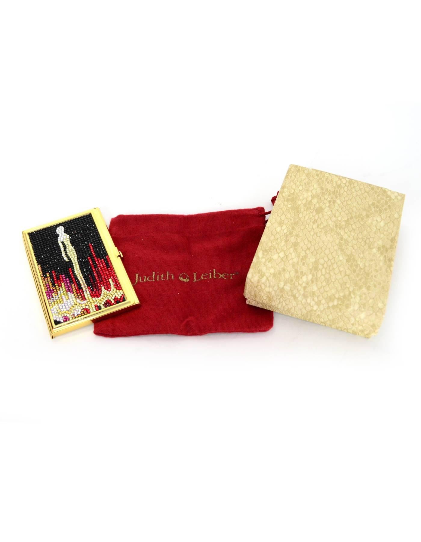 Judith Leiber Celine Dion Black & Red Swarovski Crystal Card Case w. Box In Excellent Condition In New York, NY