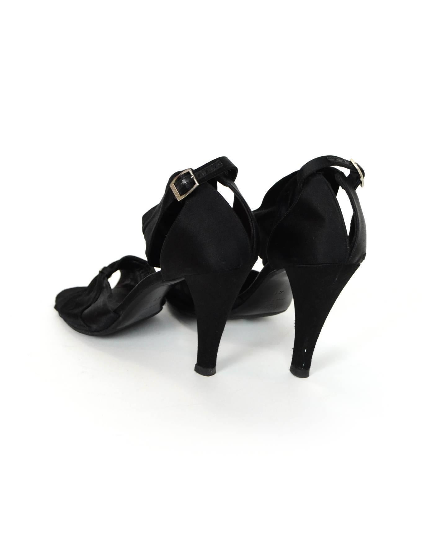 Women's Chanel Black Satin Sandals Sz 41