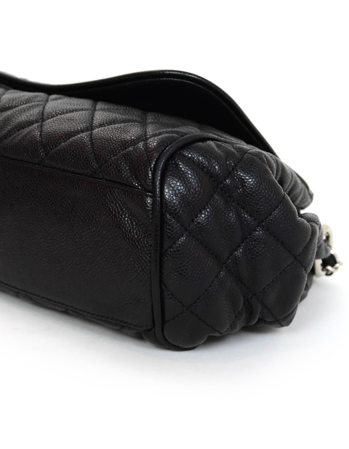 Women's Chanel Black Quilted Caviar Leather Timeless CC Accordion Flap Bag