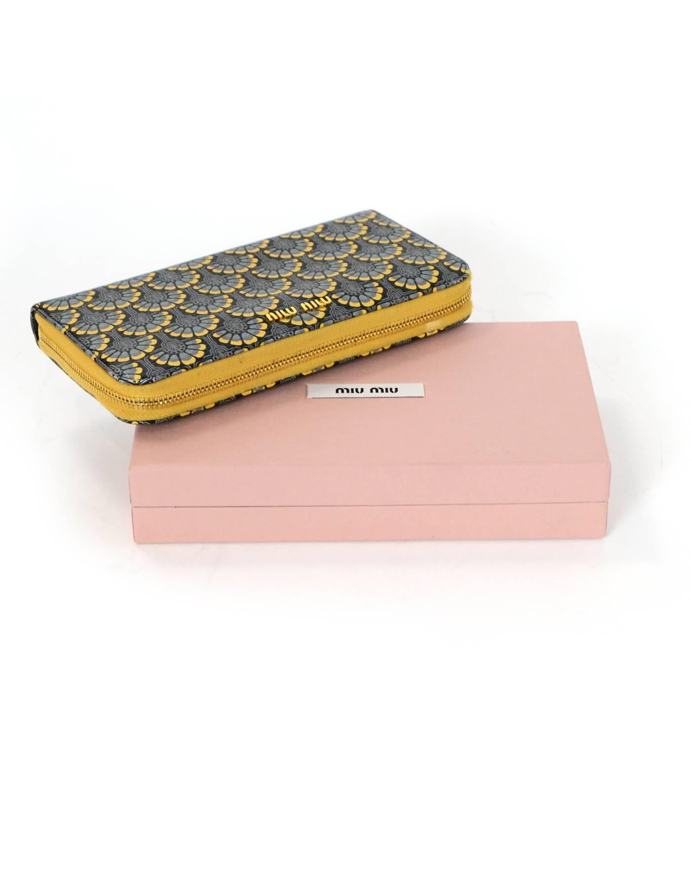 Miu Miu Blue & Yellow Floral Zip Wallet with Box 2