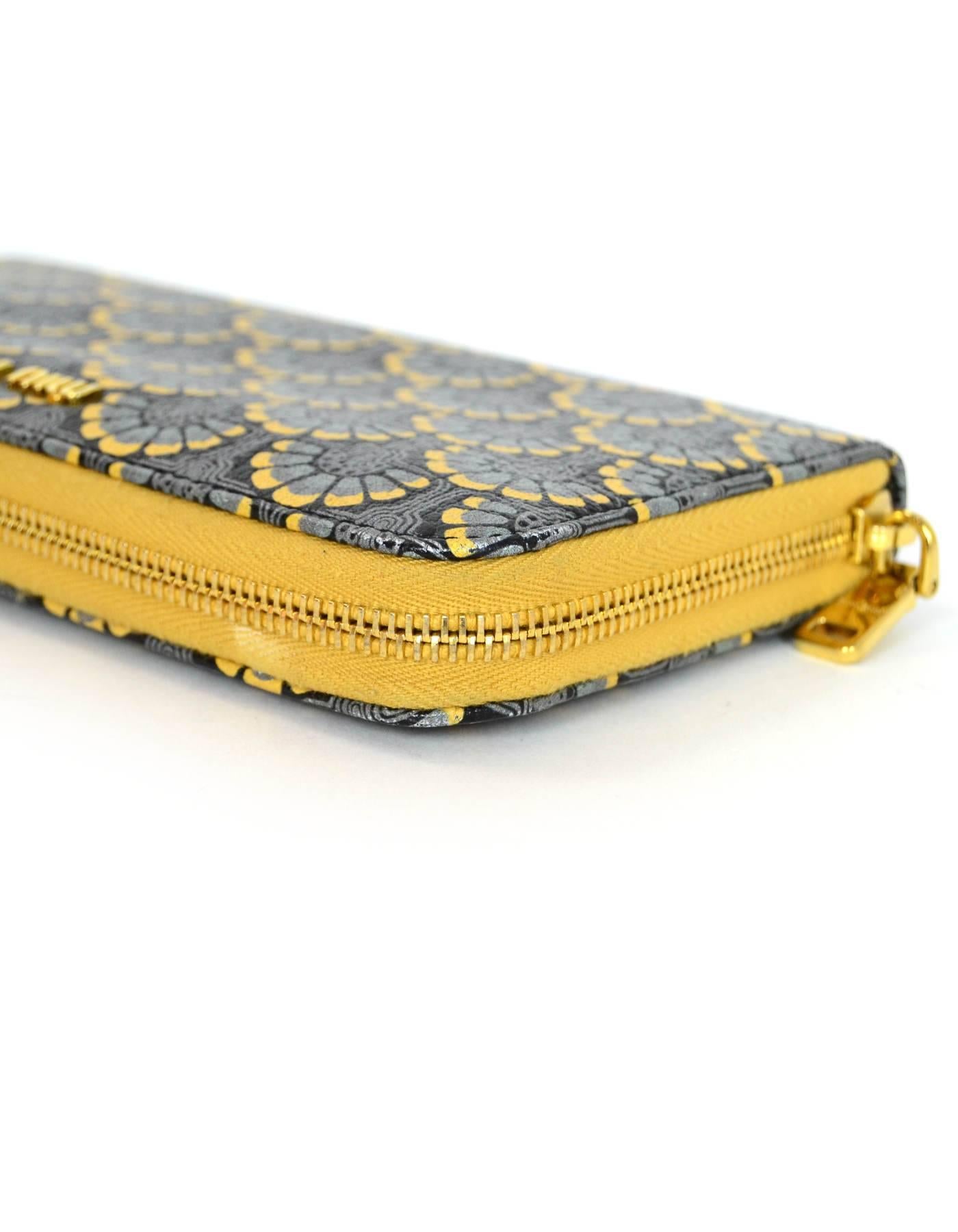 Women's Miu Miu Blue & Yellow Floral Zip Wallet with Box