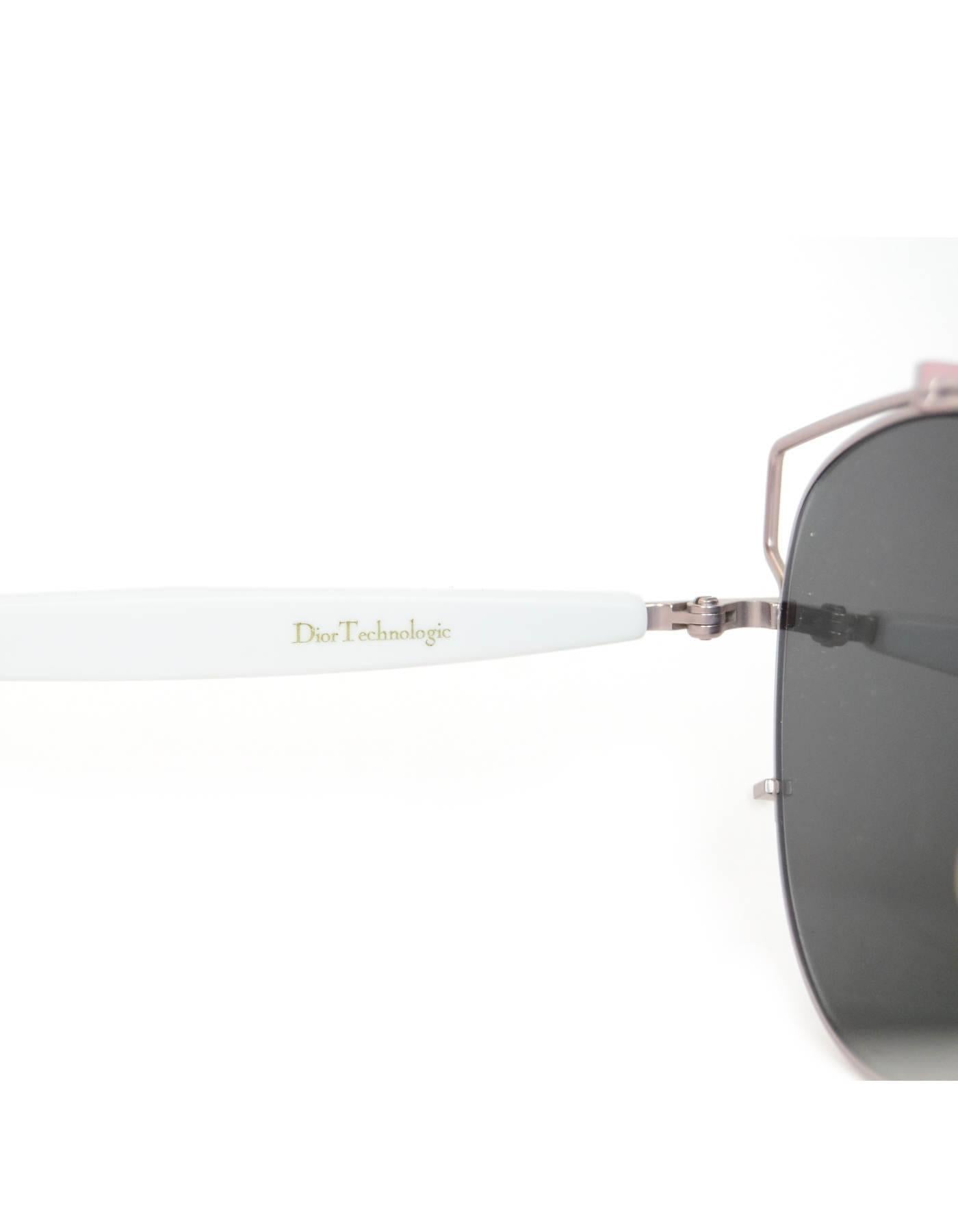 Christian Dior White & Pink Mirrored Technologic Sunglasses with Case In Excellent Condition In New York, NY