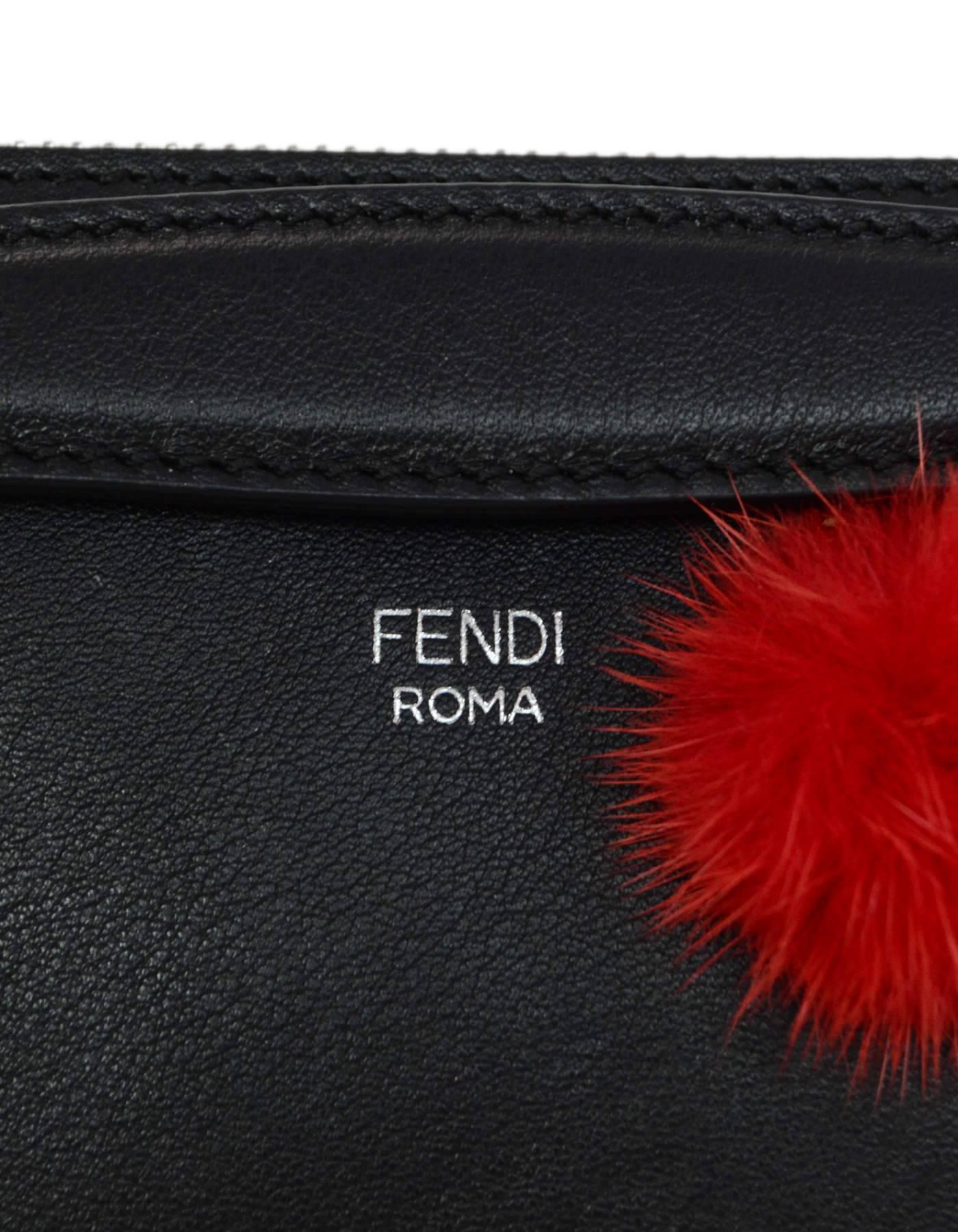 Fendi Black Leather & Mink Pom Pom Mini By The Way Crossbody Bag with Dust Bag 3