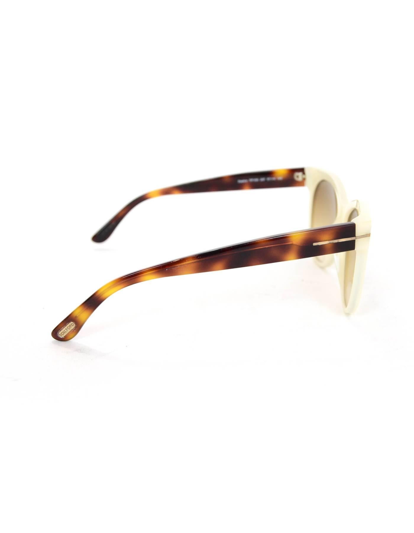 Beige Tom Ford Ivory & Tortoise Saskia Sunglasses with Case