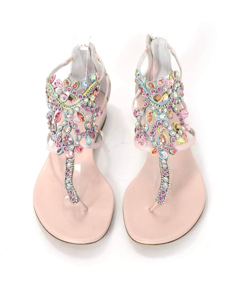Rene Caovilla Pink Crystal Sandals Sz 41 rt. $1,295 For Sale at 1stDibs