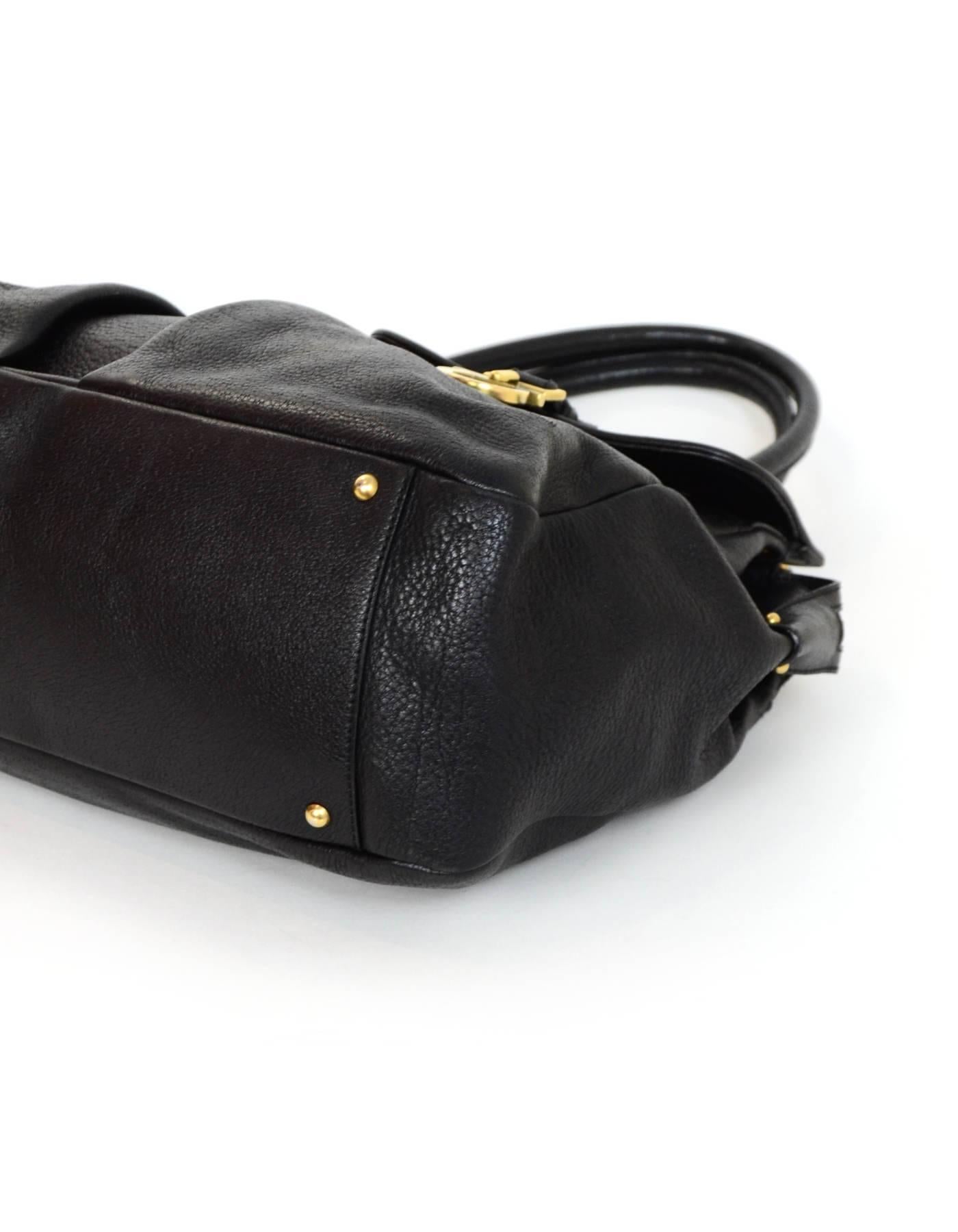 Salvatore Ferragamo Black Leather Double Pocket Satchel Bag 1