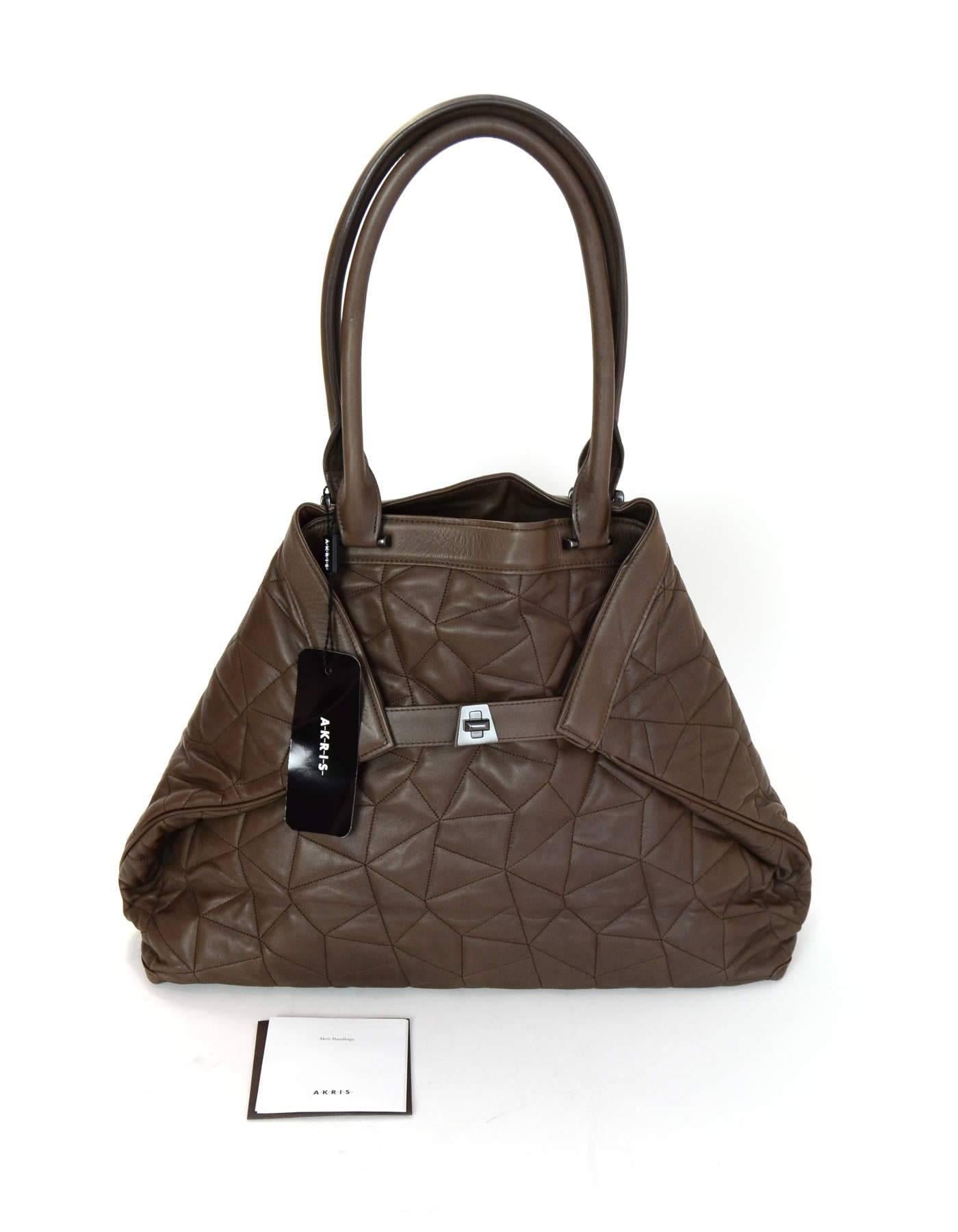 Akris Brown Quilted Leather Al Tote Bag  1