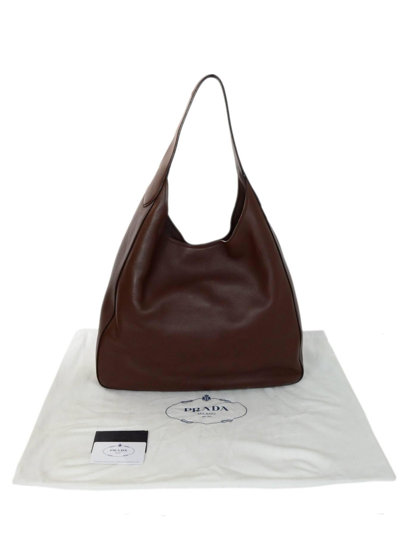Prada Radica Brown Vitella Corsica Leather Hobo Bag 3